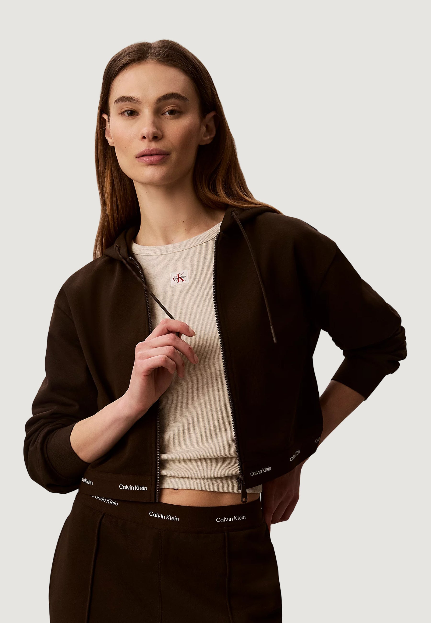 Calvin Klein Terry Logo Waist Marrone