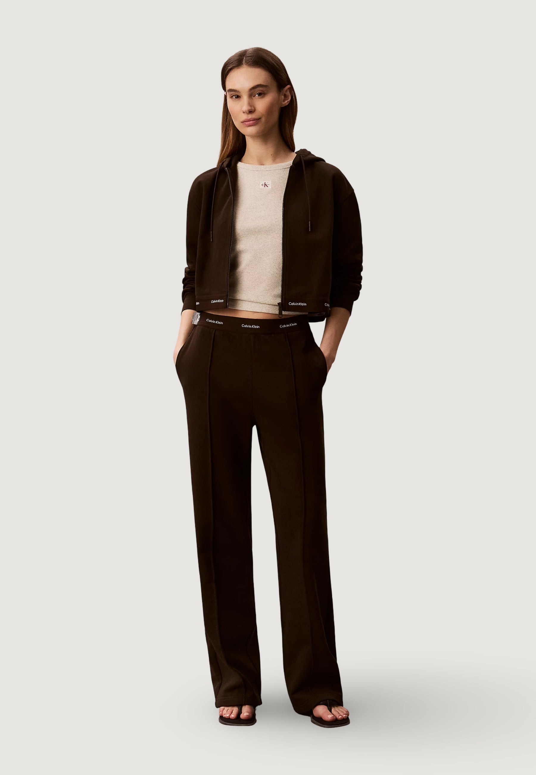Calvin Klein Terry Logo Waist Marrone