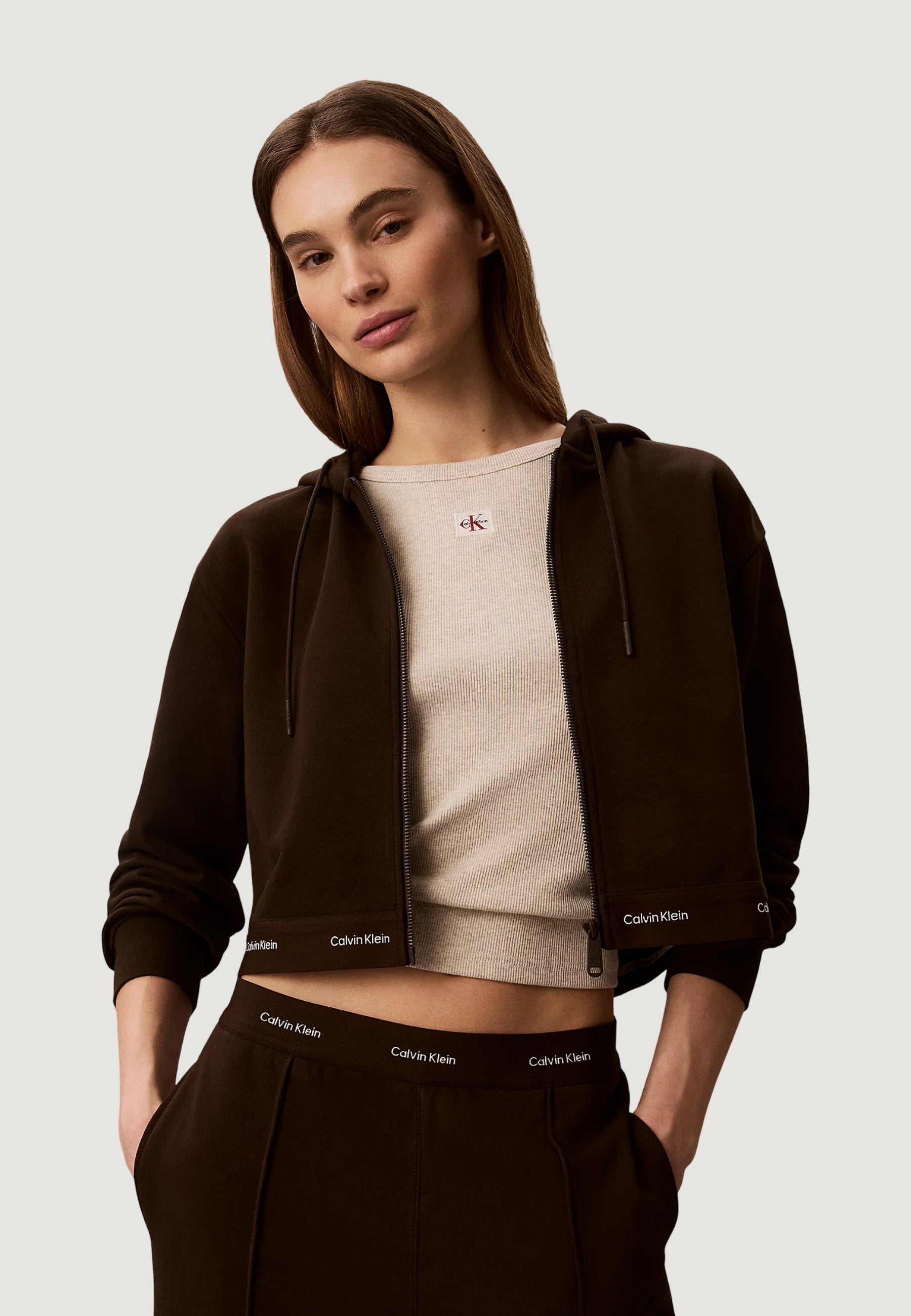 Calvin Klein Terry Logo Waist Marrone