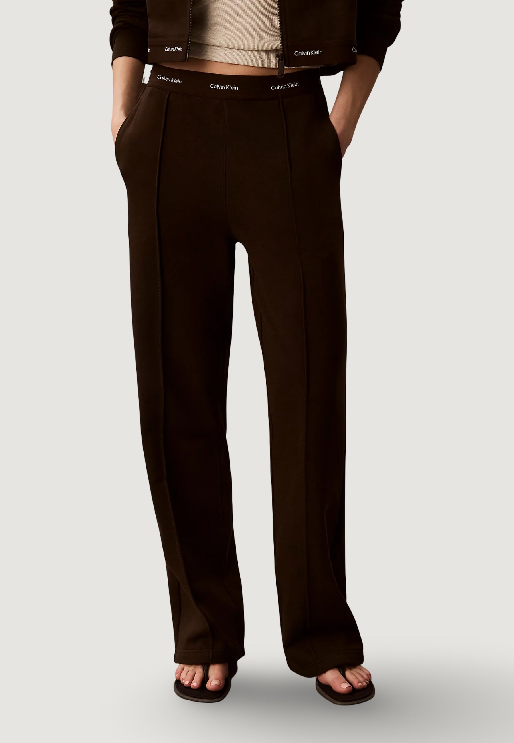 Calvin Klein Terry Logo Waistband Marrone
