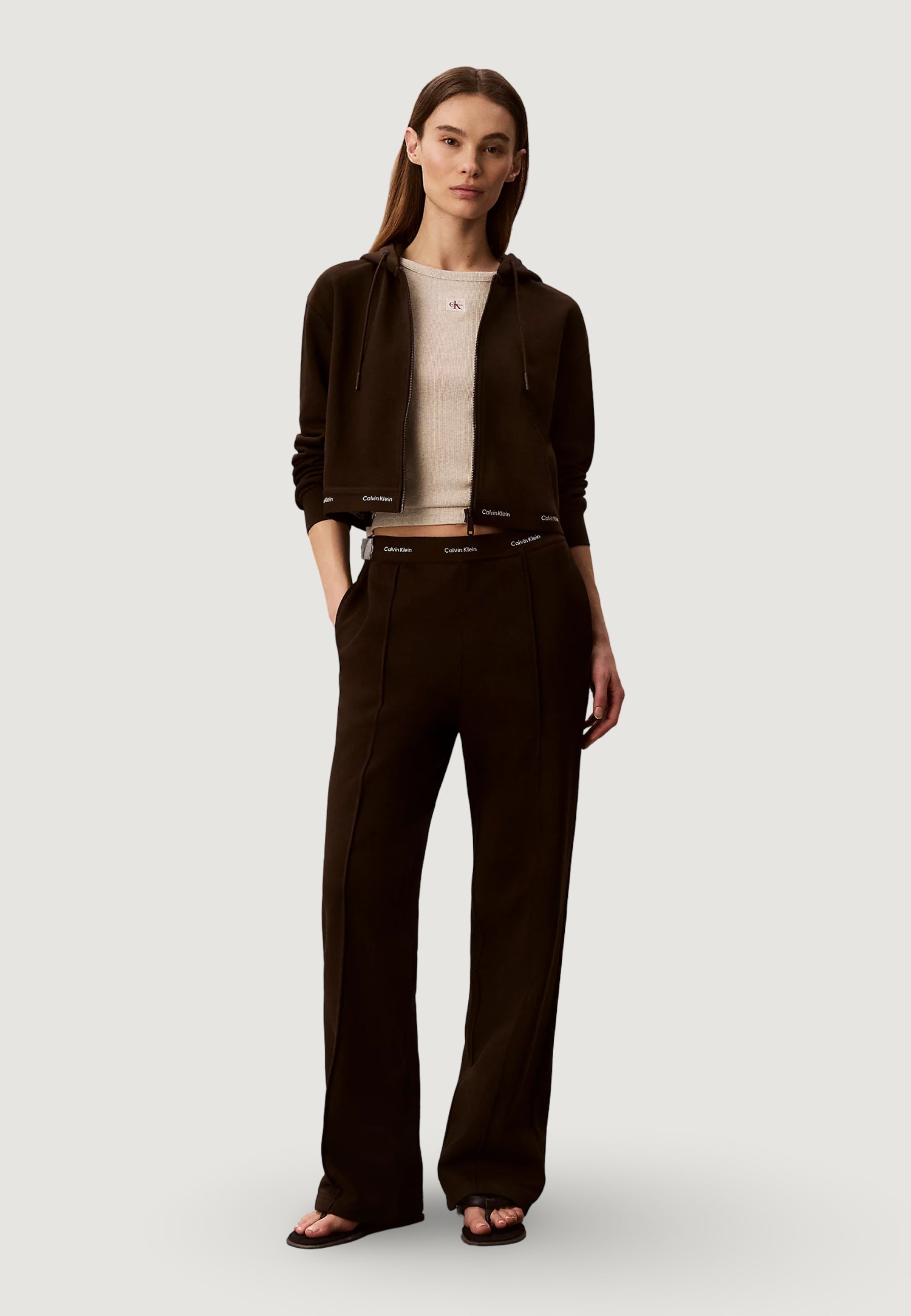 Calvin Klein Terry Logo Waistband Marrone
