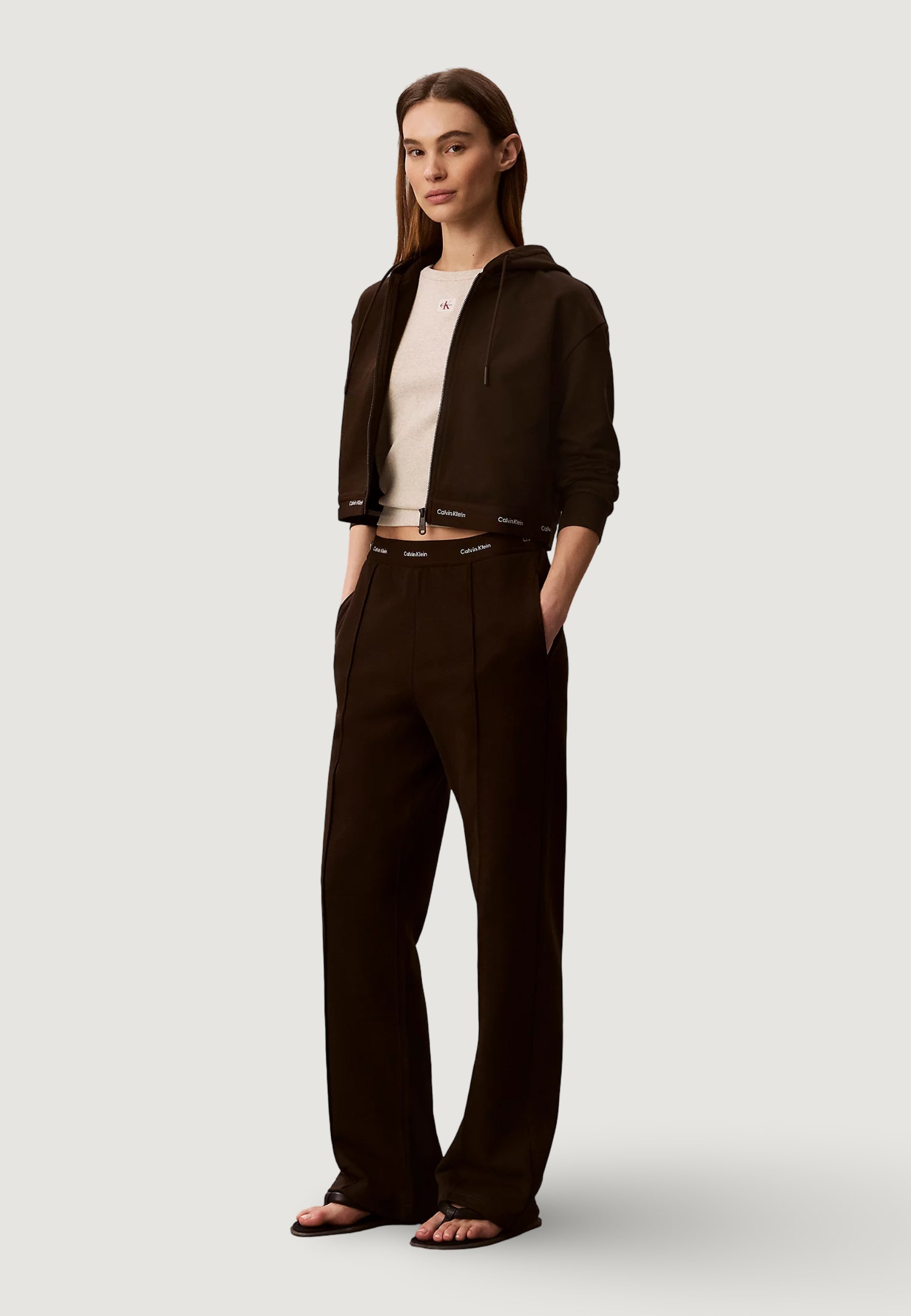 Calvin Klein Terry Logo Waistband Marrone