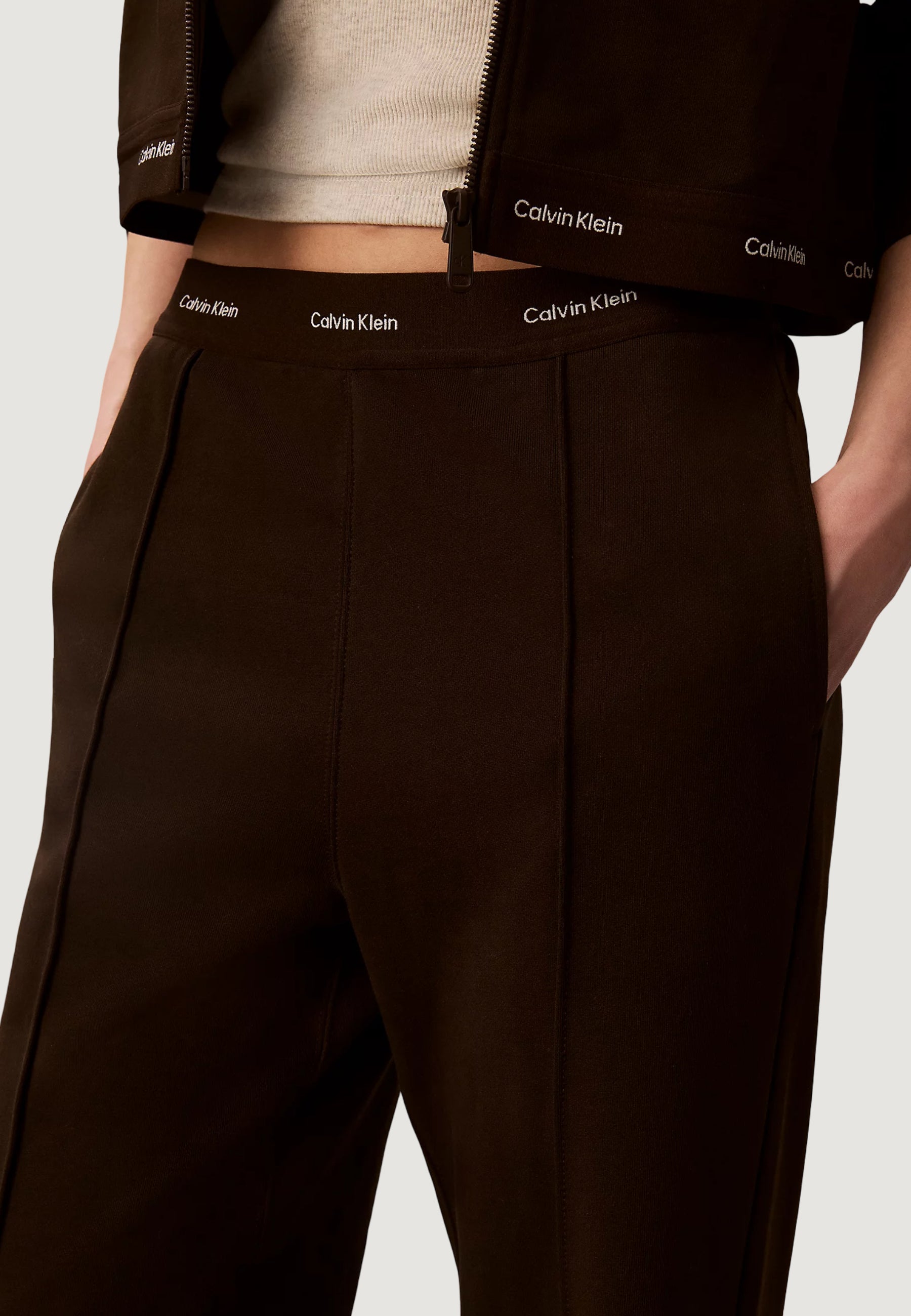 Calvin Klein Terry Logo Waistband Marrone