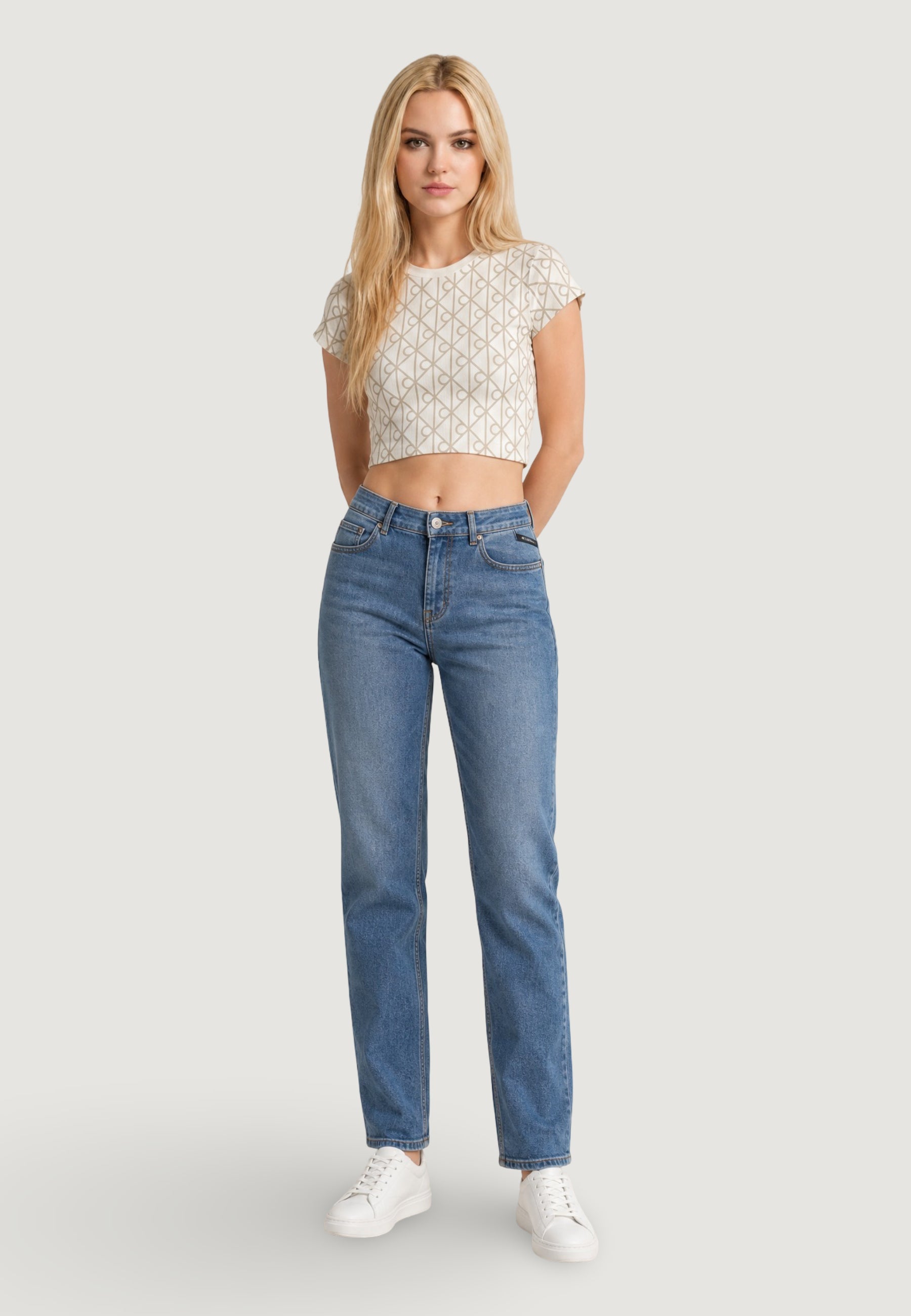 Calvin Klein A- Monologo Baby Tee Beige