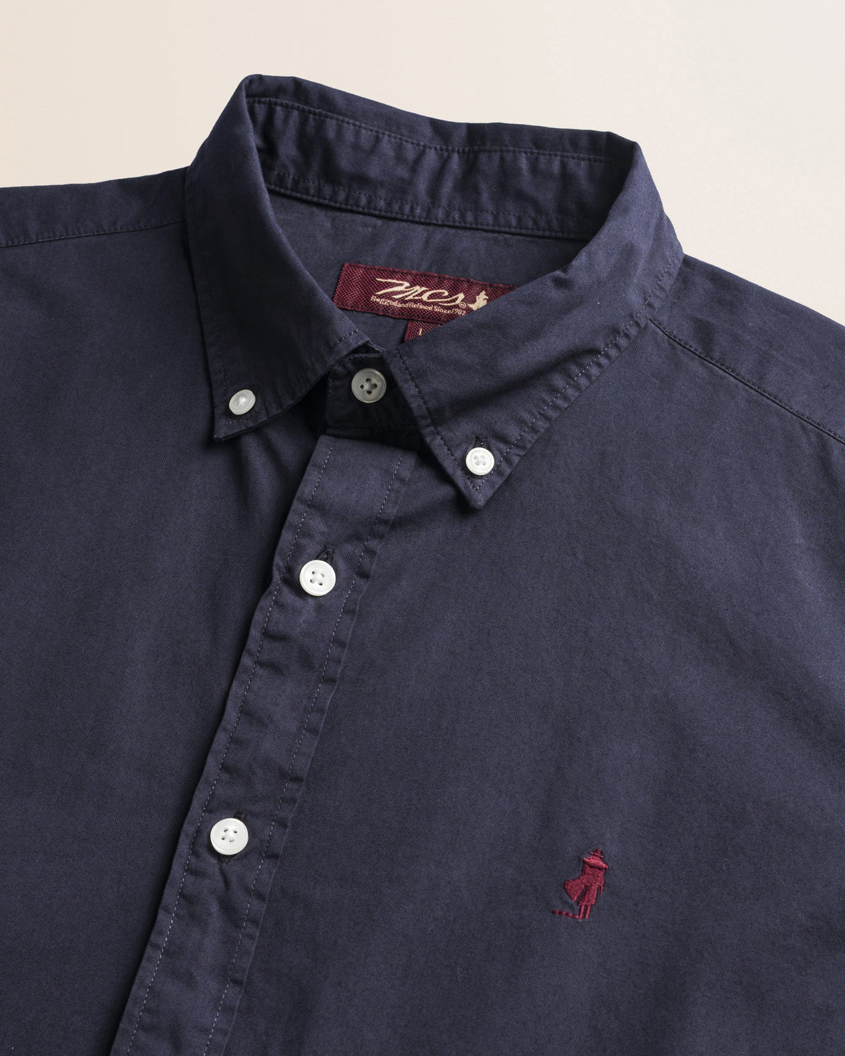 MCS Camicia in Gabardina di Cotone Tinta in Capo - Navy Blue
