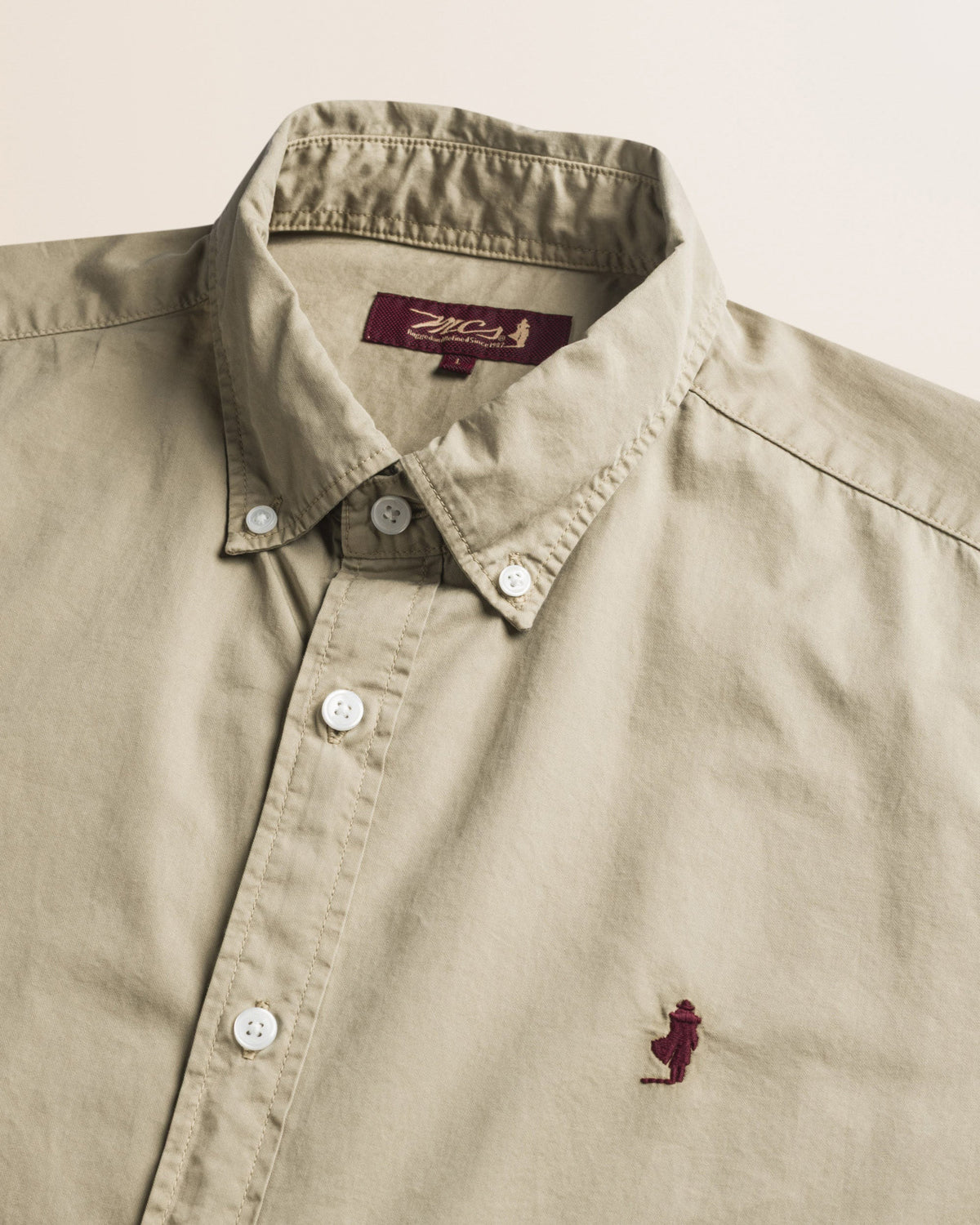 MCS Camicia in Gabardina di Cotone Tinta in Capo - Elmwood Brown
