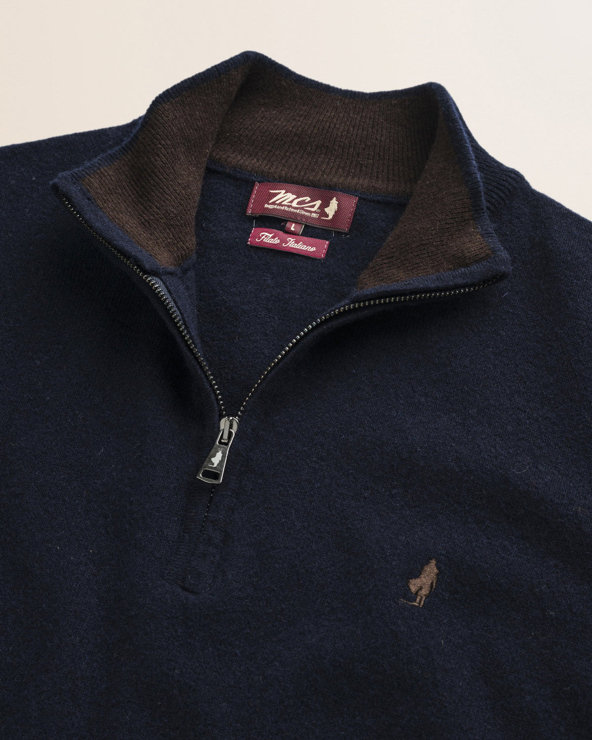 MCS Maglia Mezza Zip in Lambswool - Navy Blue
