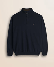 MCS Maglia Mezza Zip in Lambswool - Navy Blue