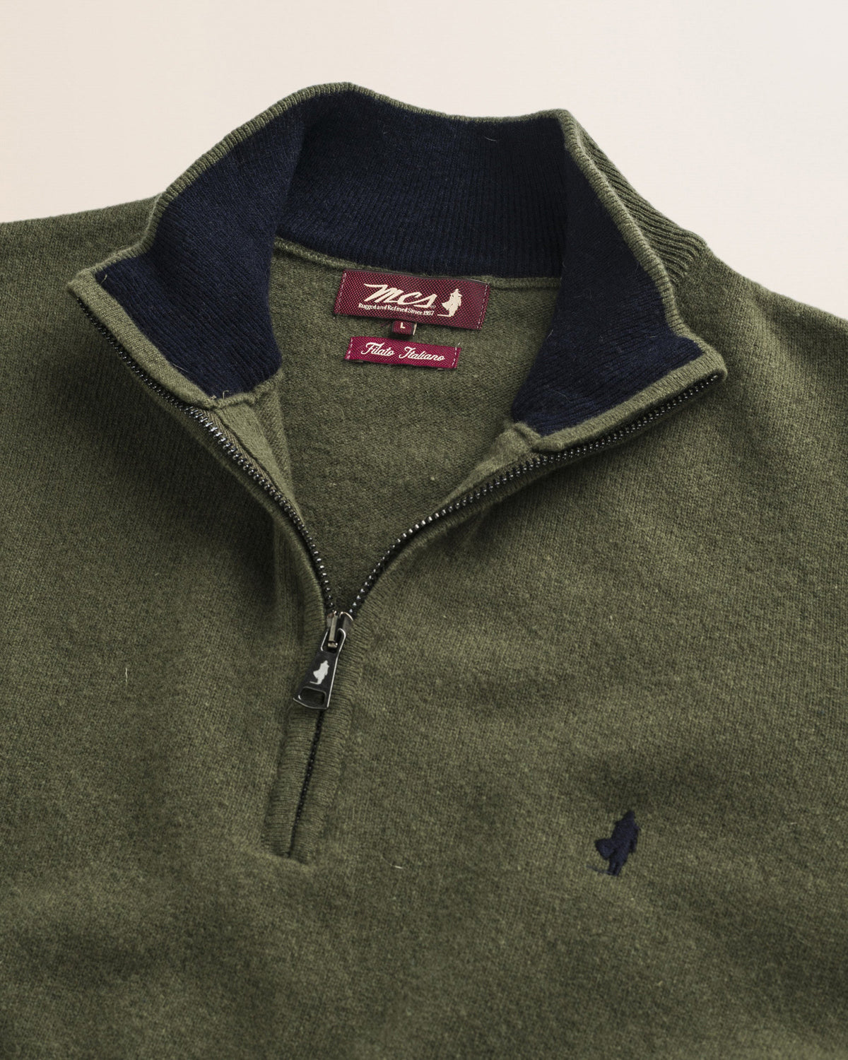 MCS Maglia Mezza Zip in Lambswool - Olive Night