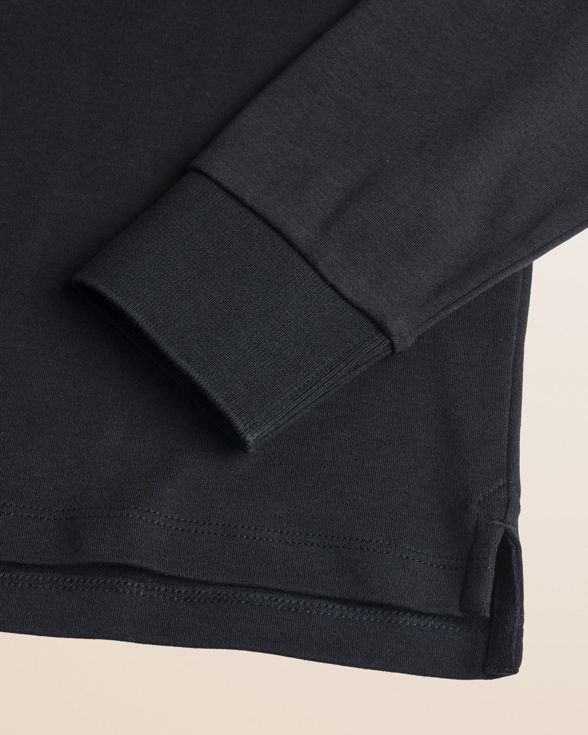 MCS Polo Manica Lunga in Interlock di Cotone - Black