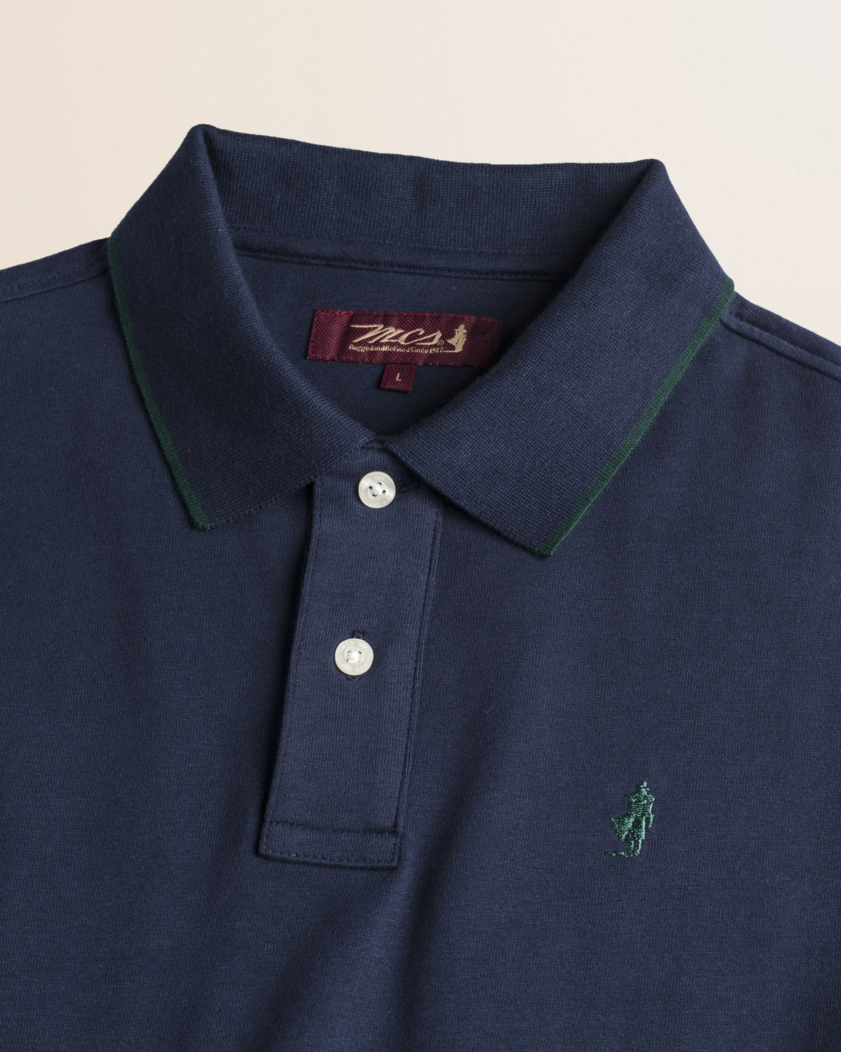 MCS Polo in Jersey Smerigliato Manica Lunga - Navy Blue