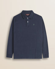 MCS Polo in Jersey Smerigliato Manica Lunga - Navy Blue