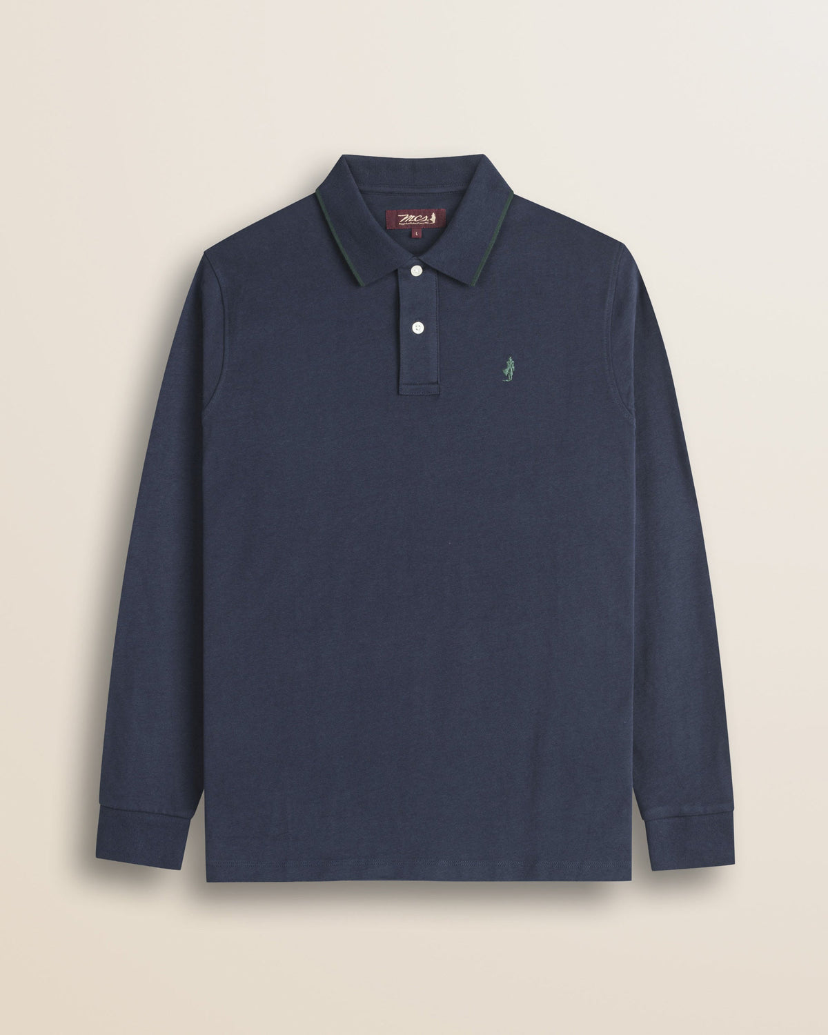 MCS Polo in Jersey Smerigliato Manica Lunga - Navy Blue