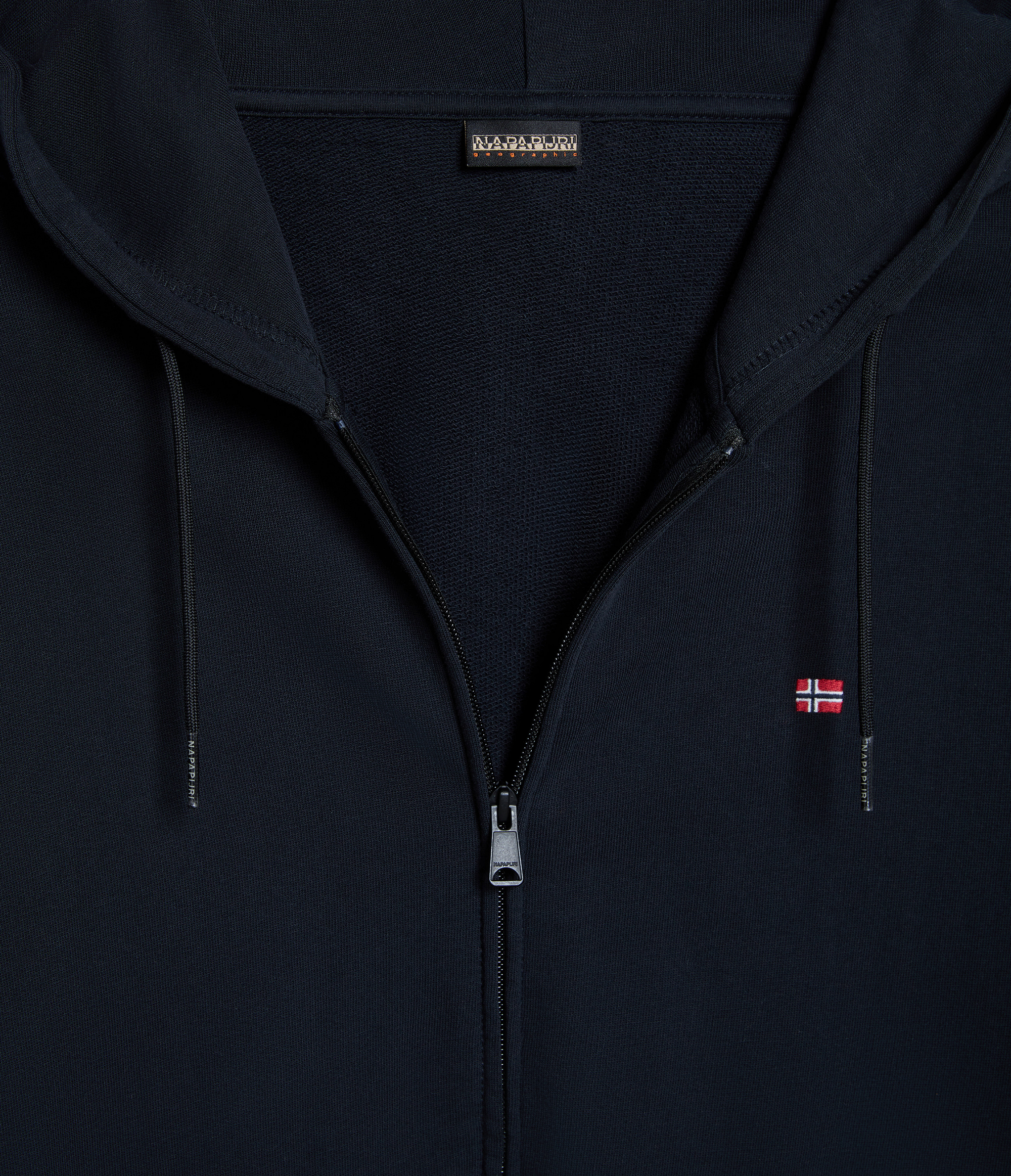 Felpa con Cappuccio e Zip Balis French Terry - Nero