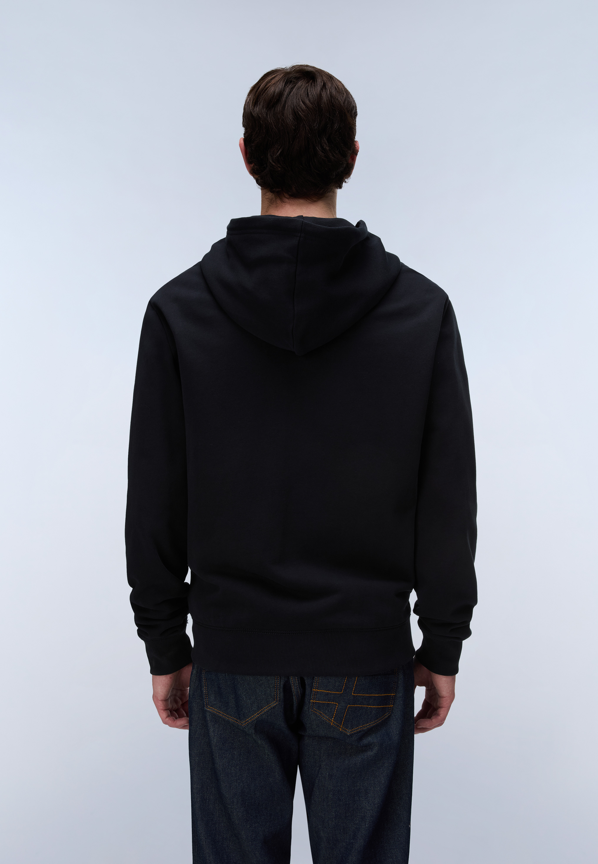 Felpa con Cappuccio e Zip Balis French Terry - Nero