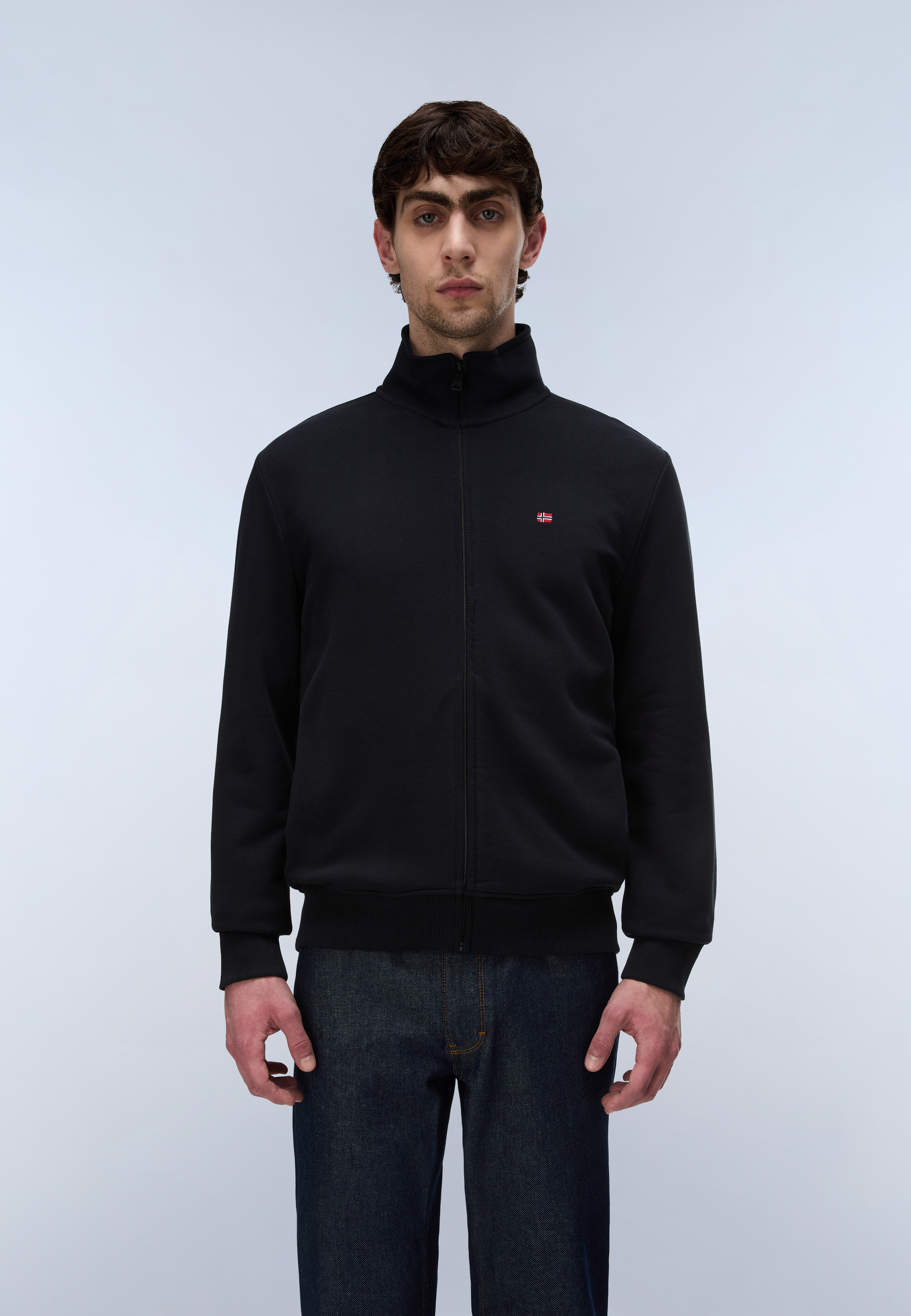 Felpa con Zip Balis French Terry - Nero