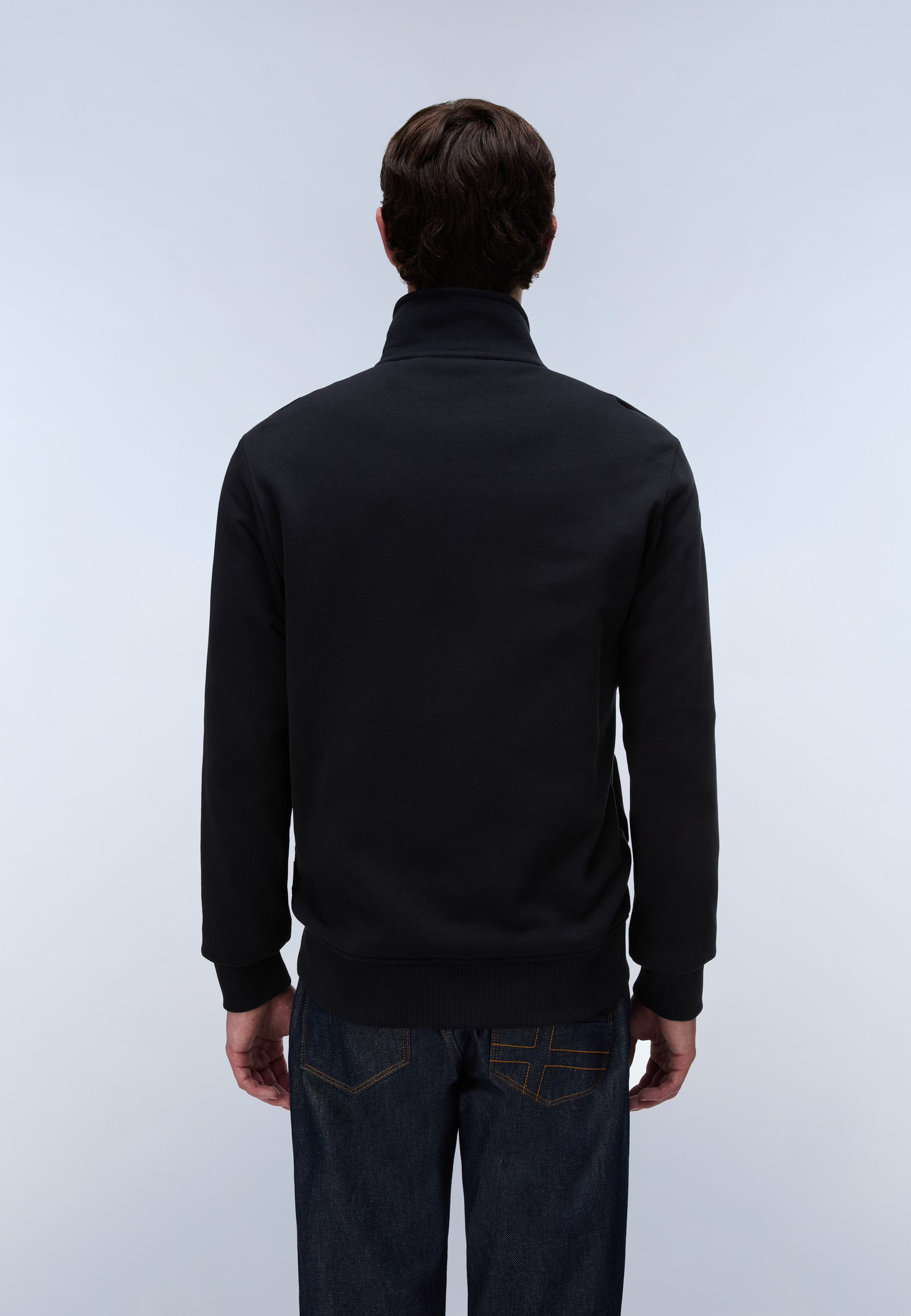 Felpa con Zip Balis French Terry - Nero