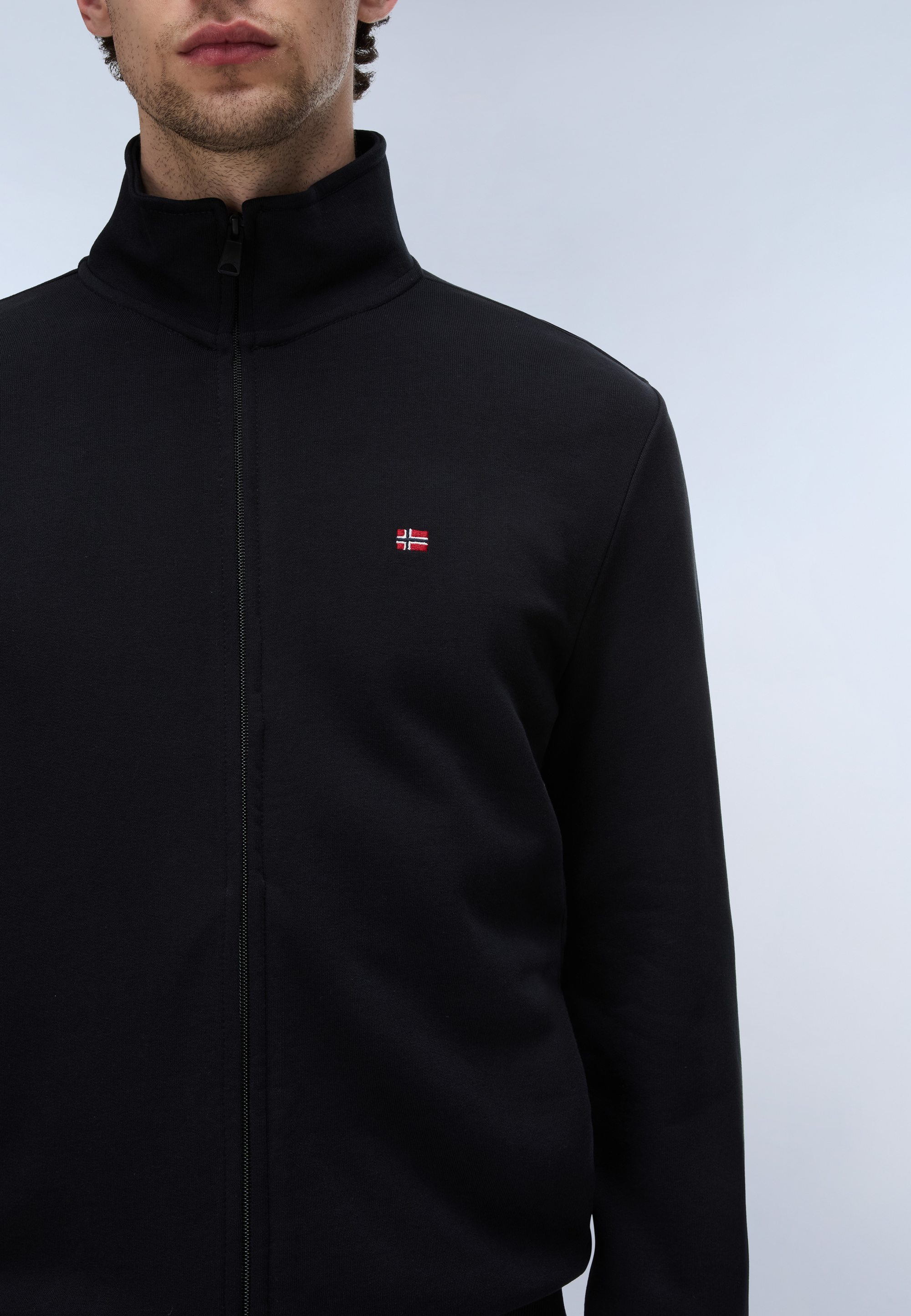 Felpa con Zip Balis French Terry - Nero