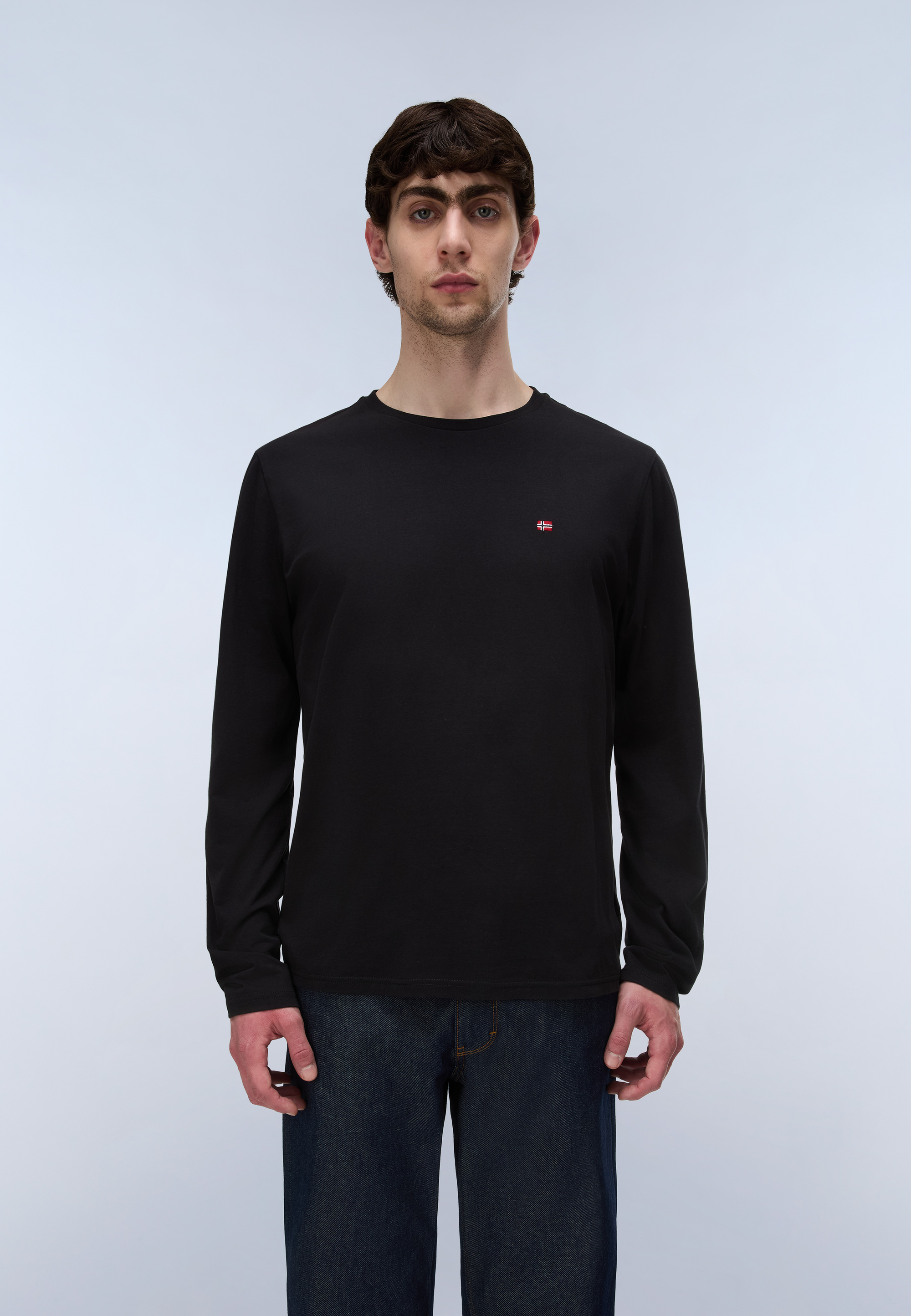 T-Shirt a Maniche Lunghe Salis in Jersey - Nero
