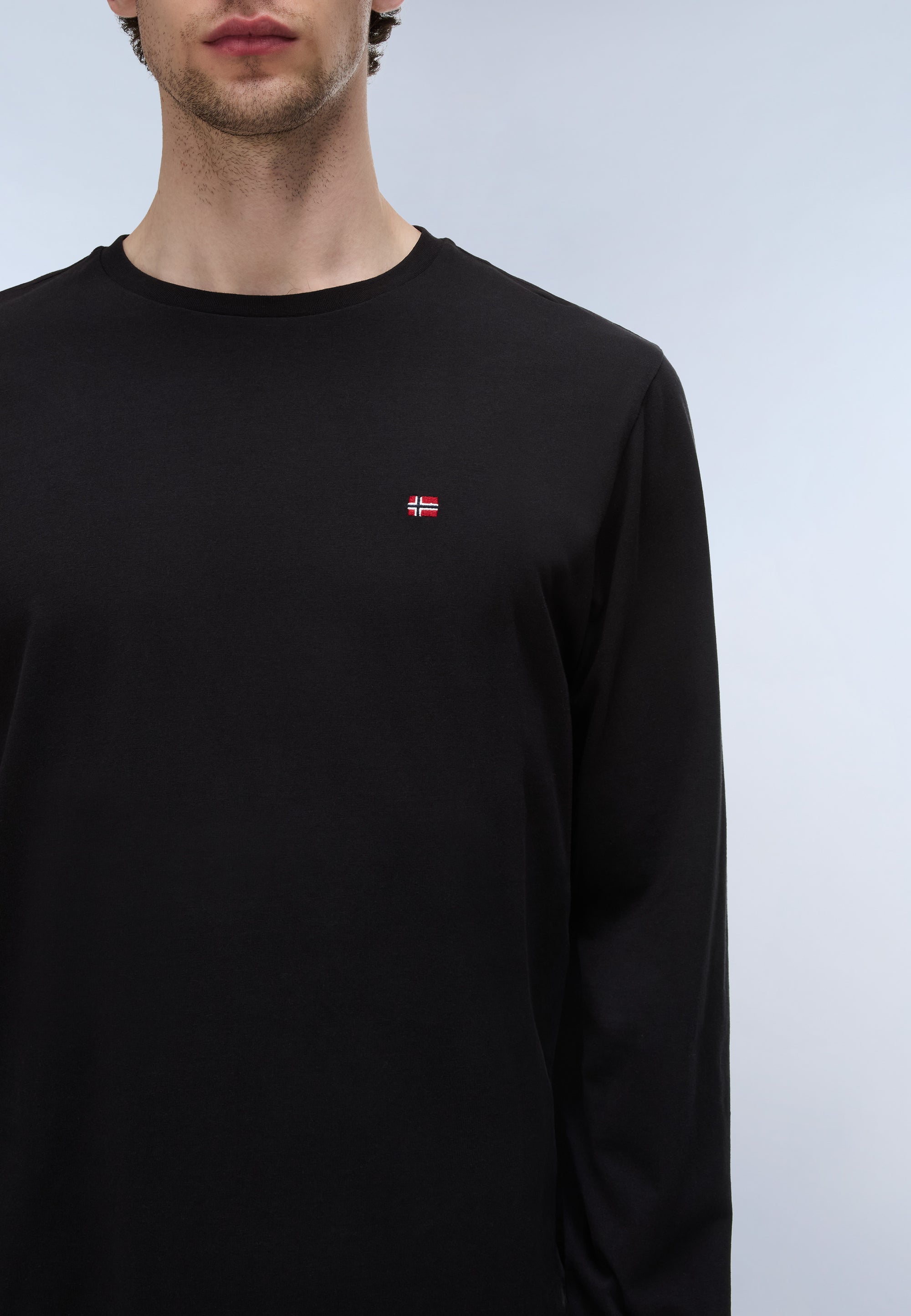 T-Shirt a Maniche Lunghe Salis in Jersey - Nero