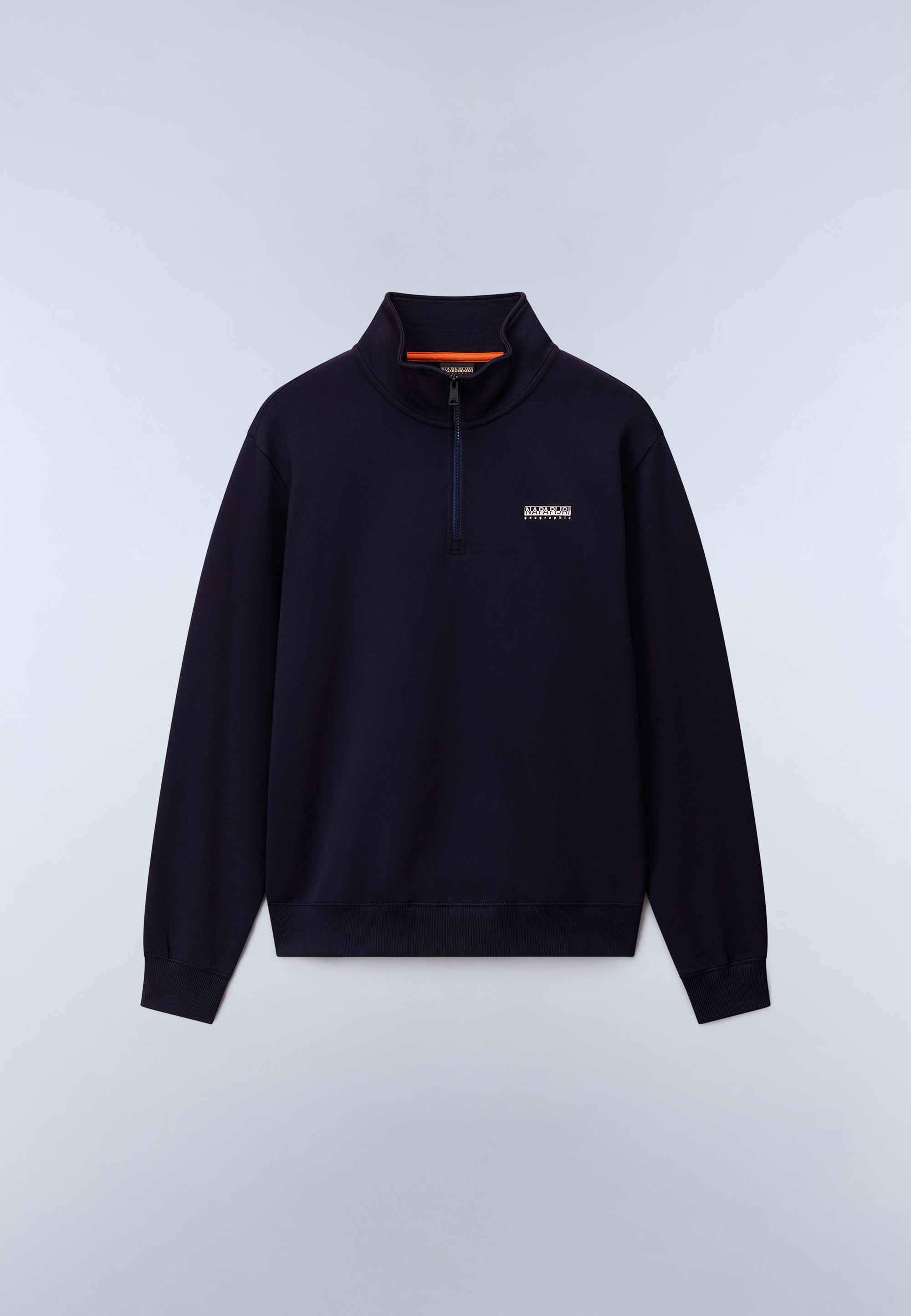 Felpa con Mezza Zip in French Terry Small Box - Blu Scuro