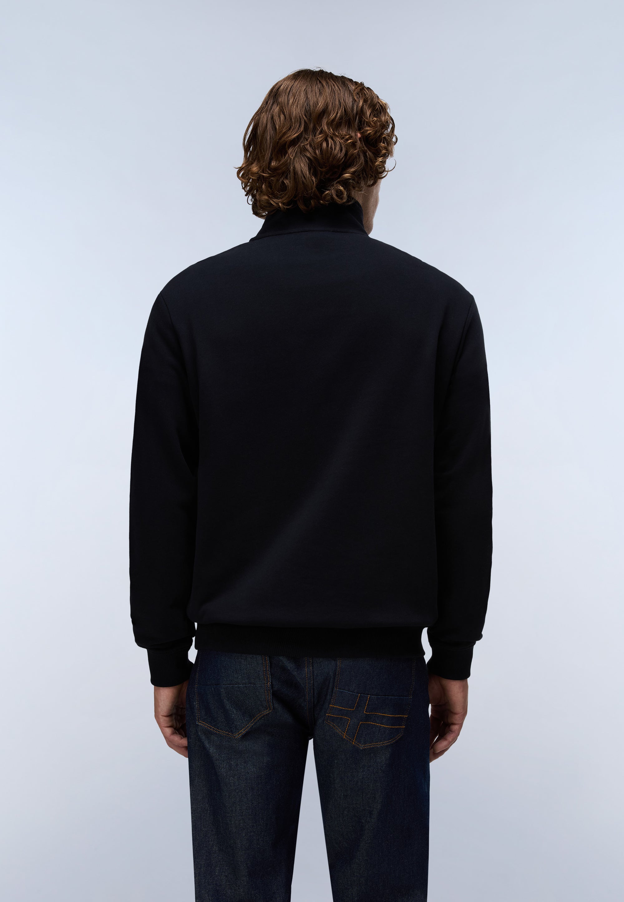 Felpa con Mezza Zip in French Terry Small Box - Nero