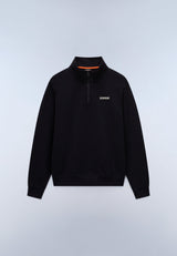 Felpa con Mezza Zip in French Terry Small Box - Nero