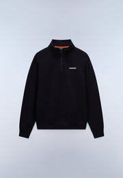 Felpa con Mezza Zip in French Terry Small Box - Nero