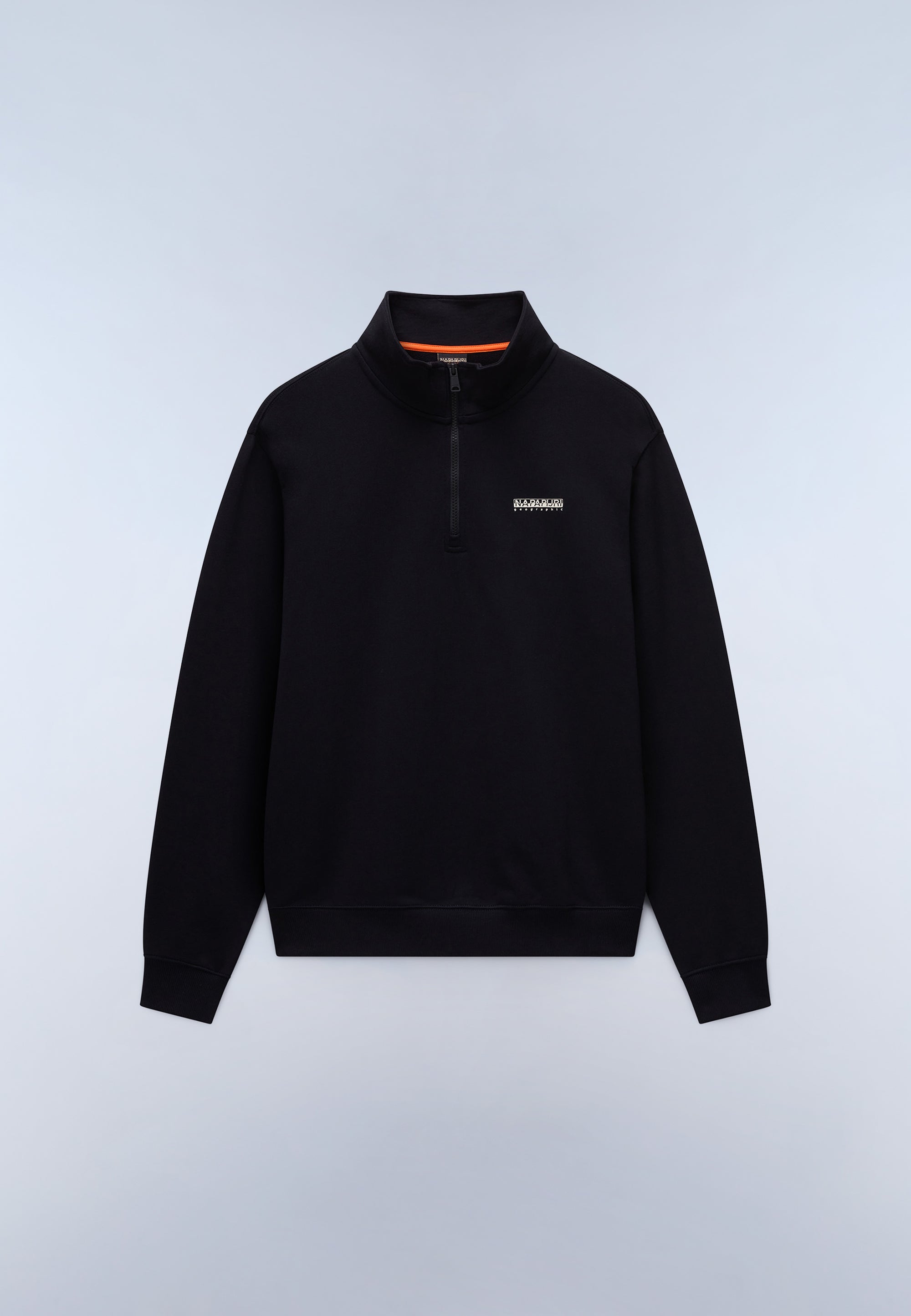 Felpa con Mezza Zip in French Terry Small Box - Nero