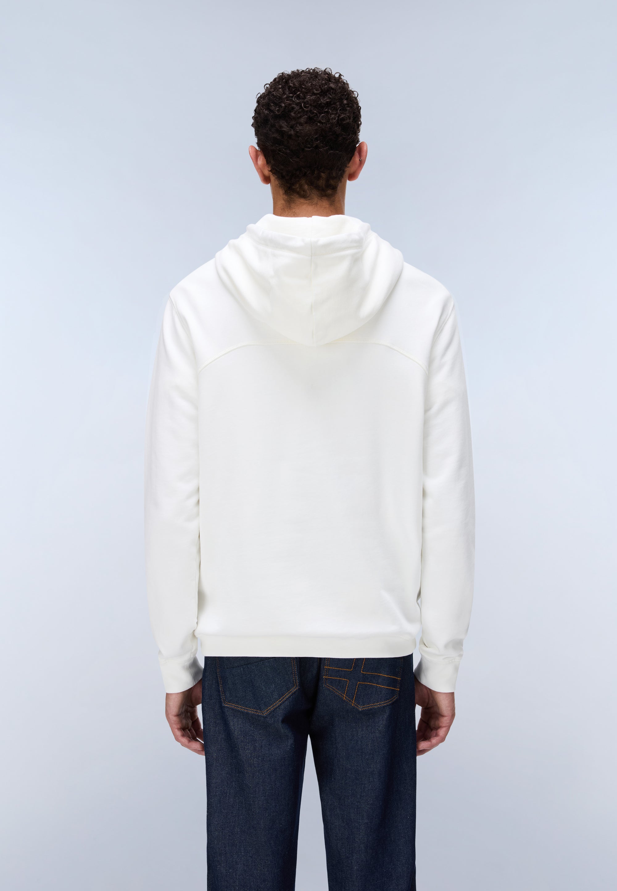 Felpa con Cappuccio Badge in French Terry - Bianco