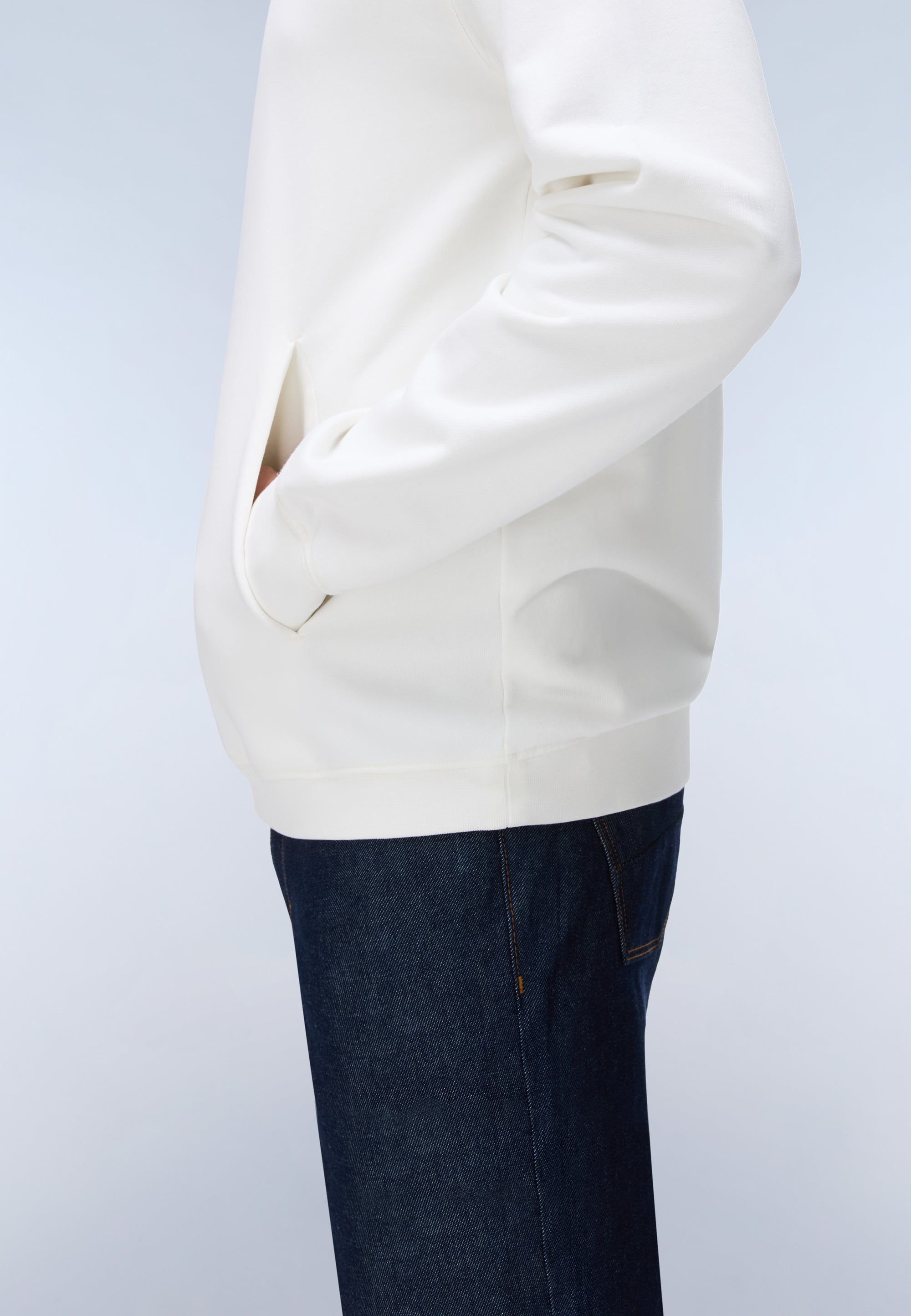 Felpa con Cappuccio Badge in French Terry - Bianco
