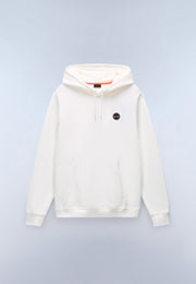 Felpa con Cappuccio Badge in French Terry - Bianco
