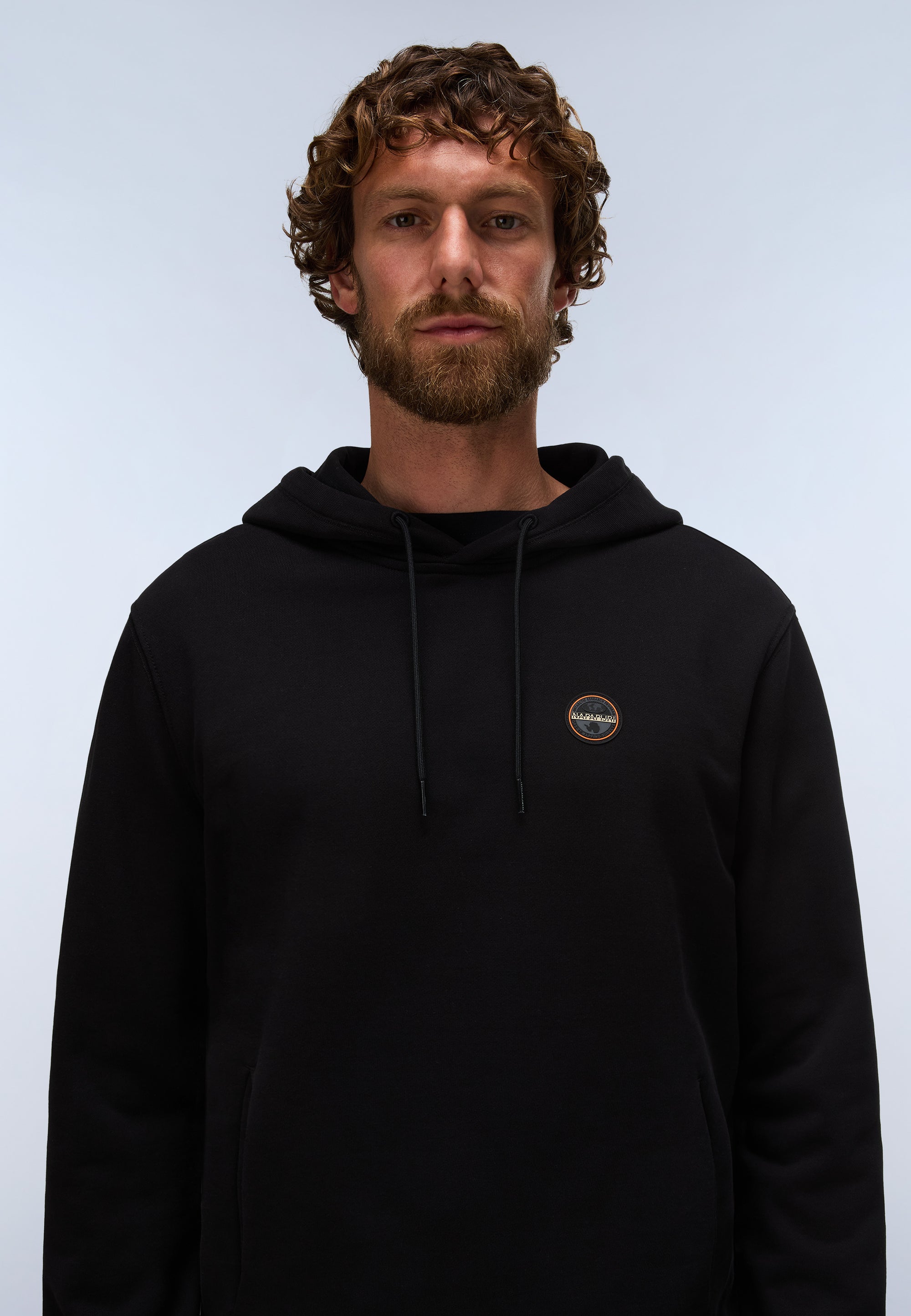 Felpa con Cappuccio Badge in French Terry - Nero