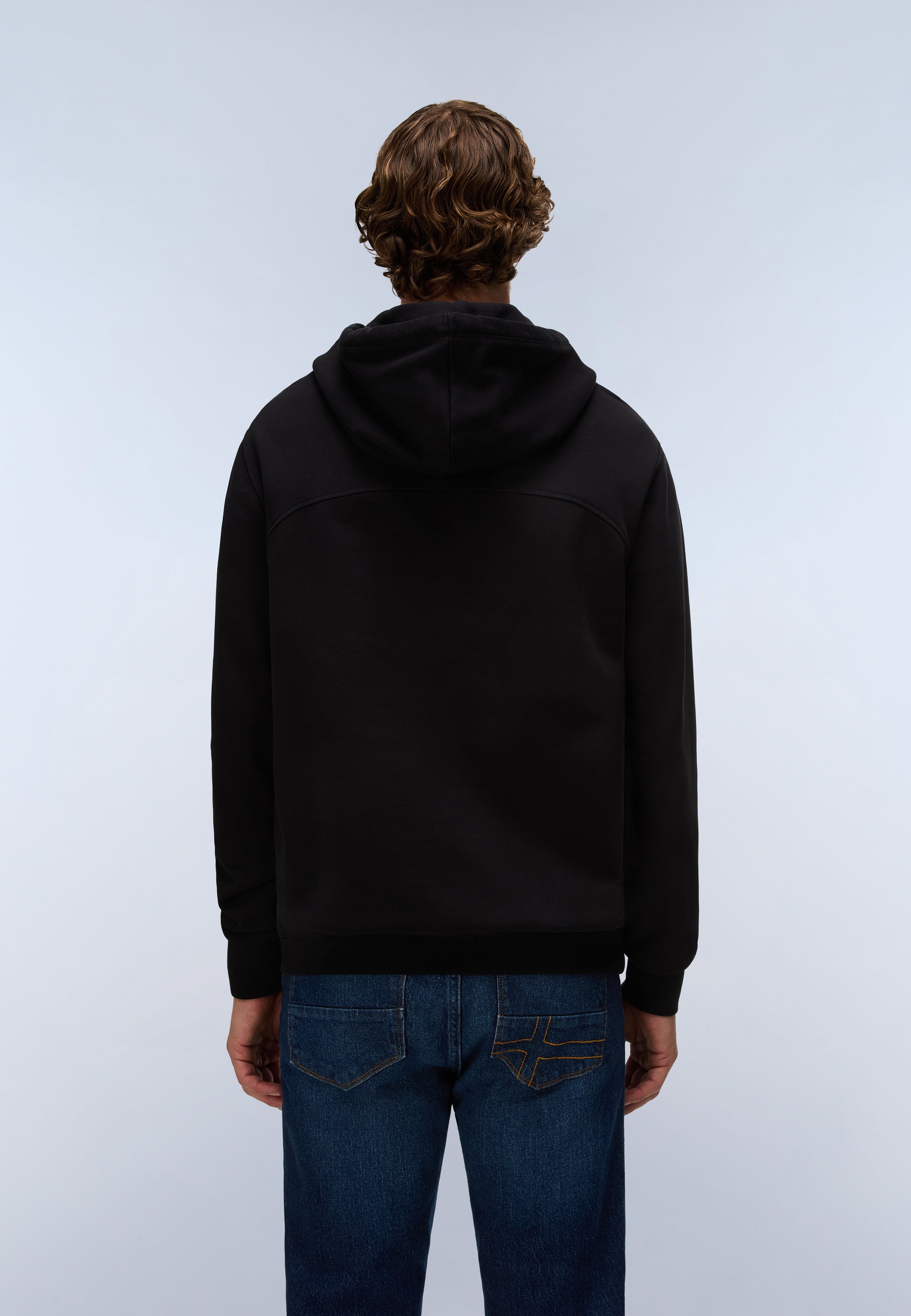 Felpa con Cappuccio Badge in French Terry - Nero