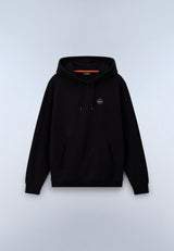 Felpa con Cappuccio Badge in French Terry - Nero