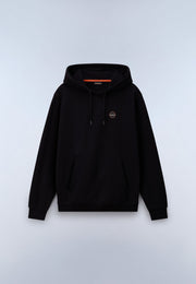 Felpa con Cappuccio Badge in French Terry - Nero