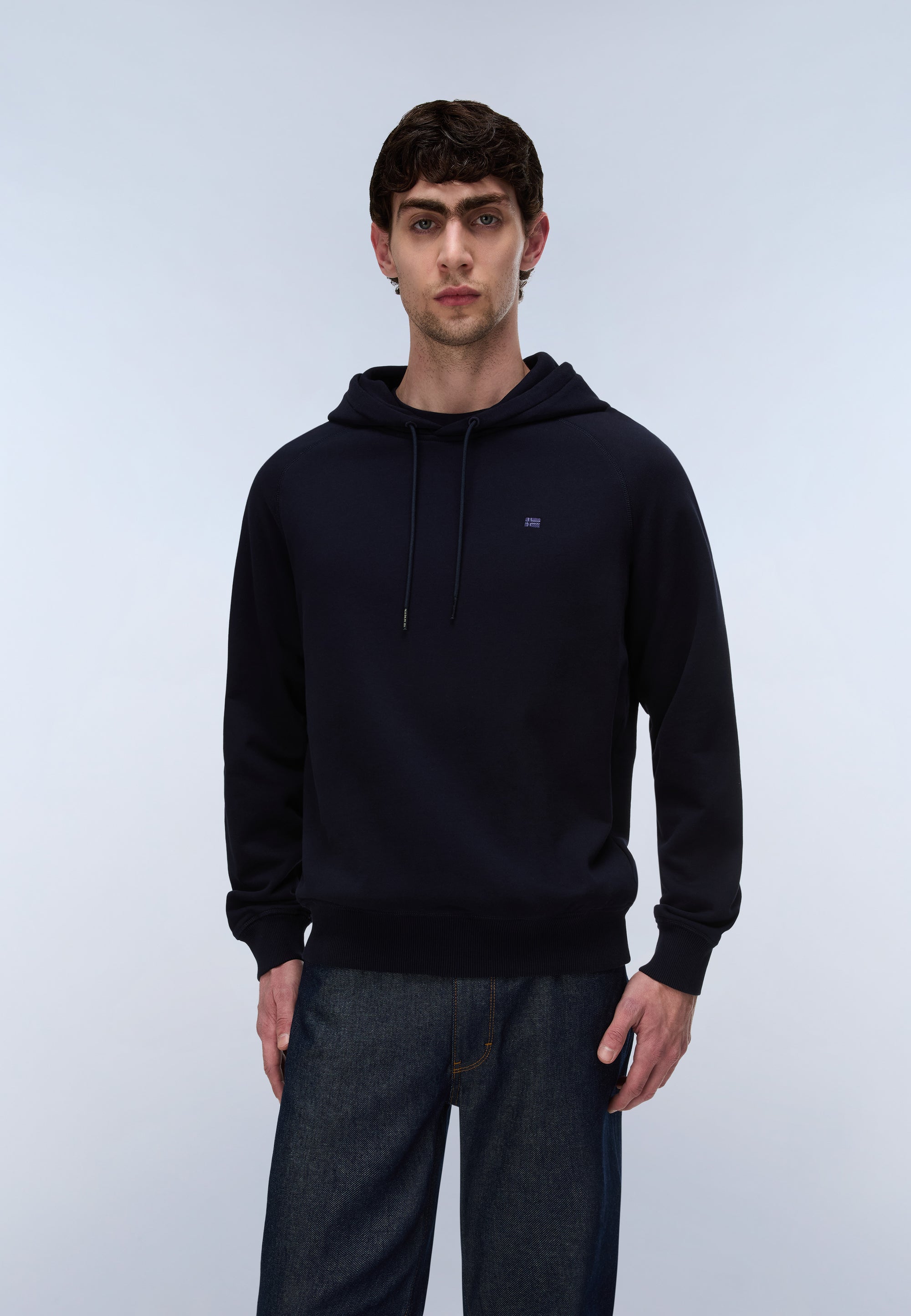 Felpa con Cappuccio Nedles in French Terry - Blu Scuro