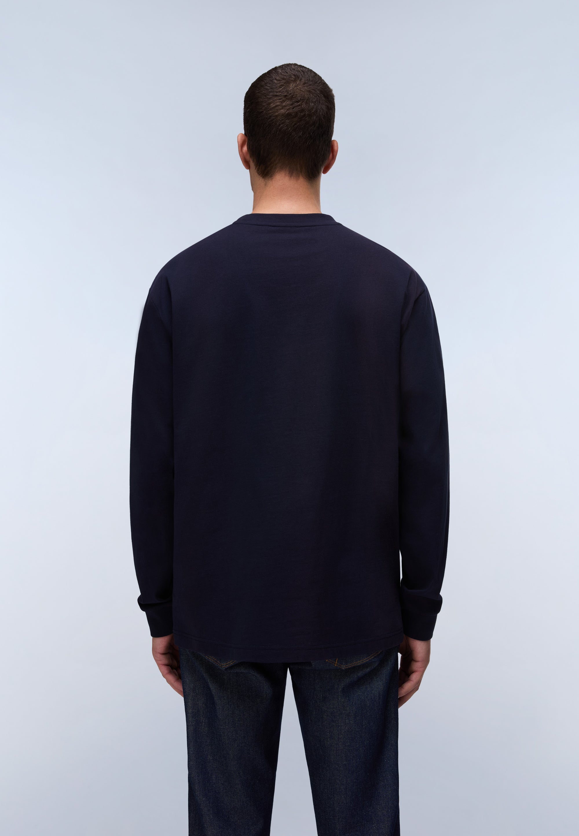 T-Shirt a Maniche Lunghe Box Logo - Blu Scuro