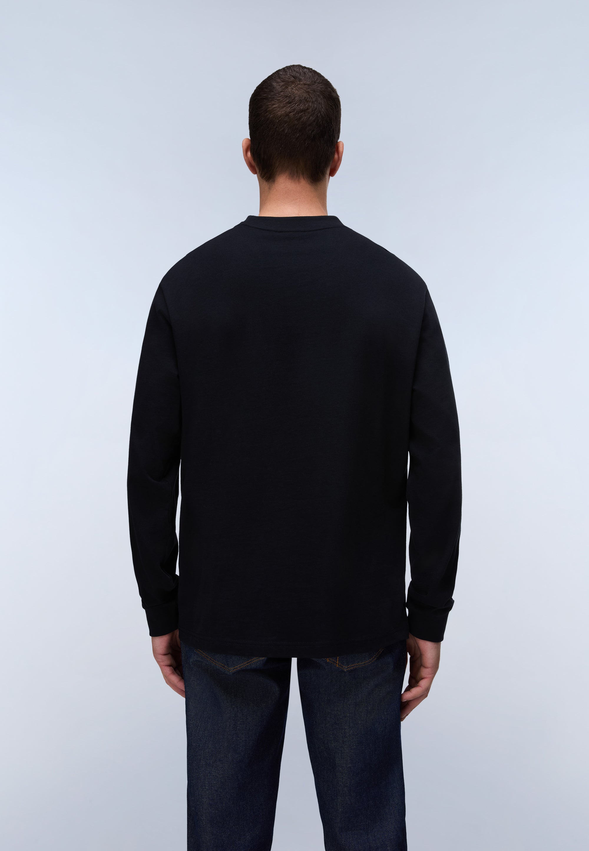 T-Shirt a Maniche Lunghe Box Logo - Nero