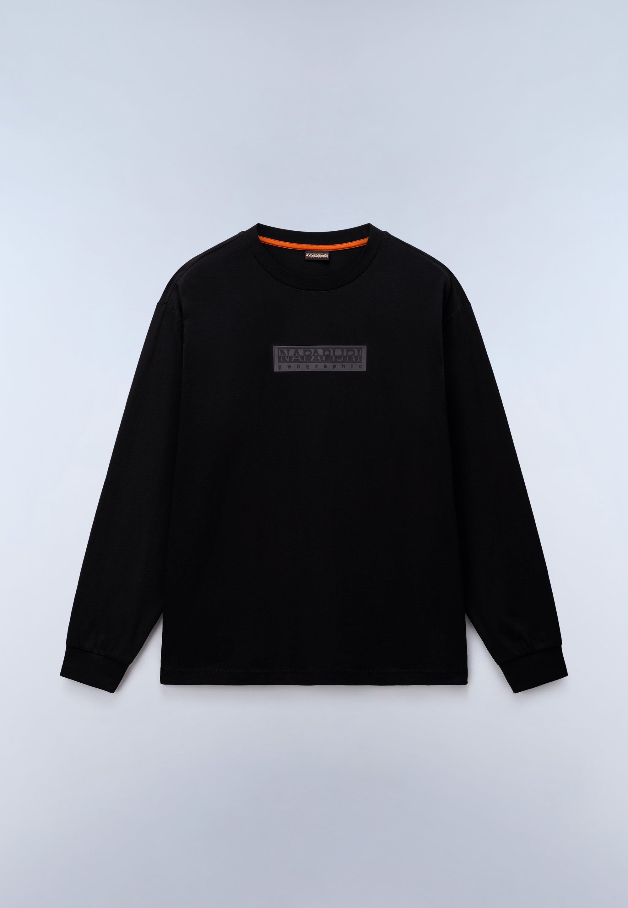 T-Shirt a Maniche Lunghe Box Logo - Nero