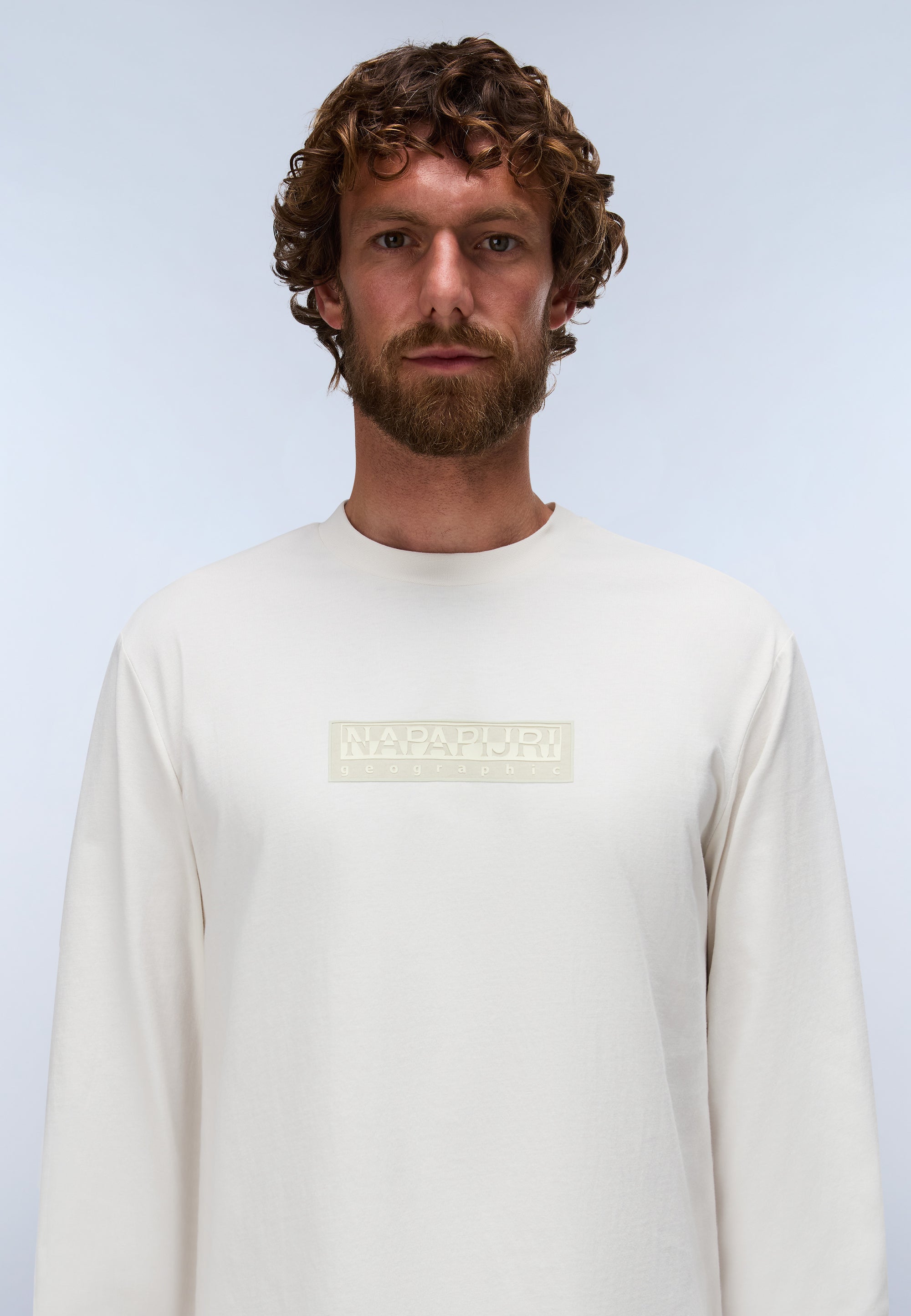T-Shirt a Maniche Lunghe Box Logo - Bianco Whisper