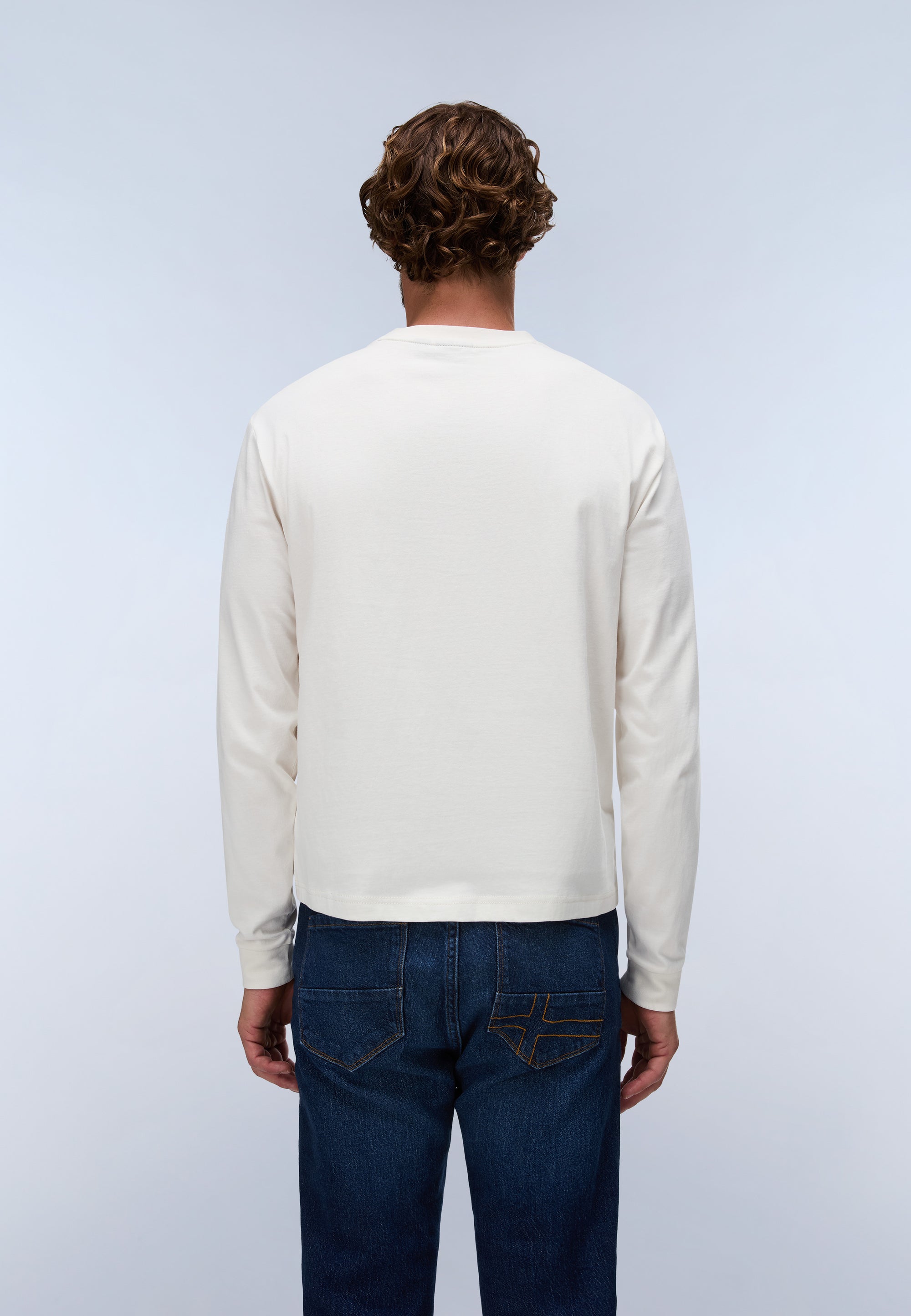 T-Shirt a Maniche Lunghe Box Logo - Bianco Whisper