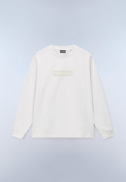 T-Shirt a Maniche Lunghe Box Logo - Bianco Whisper