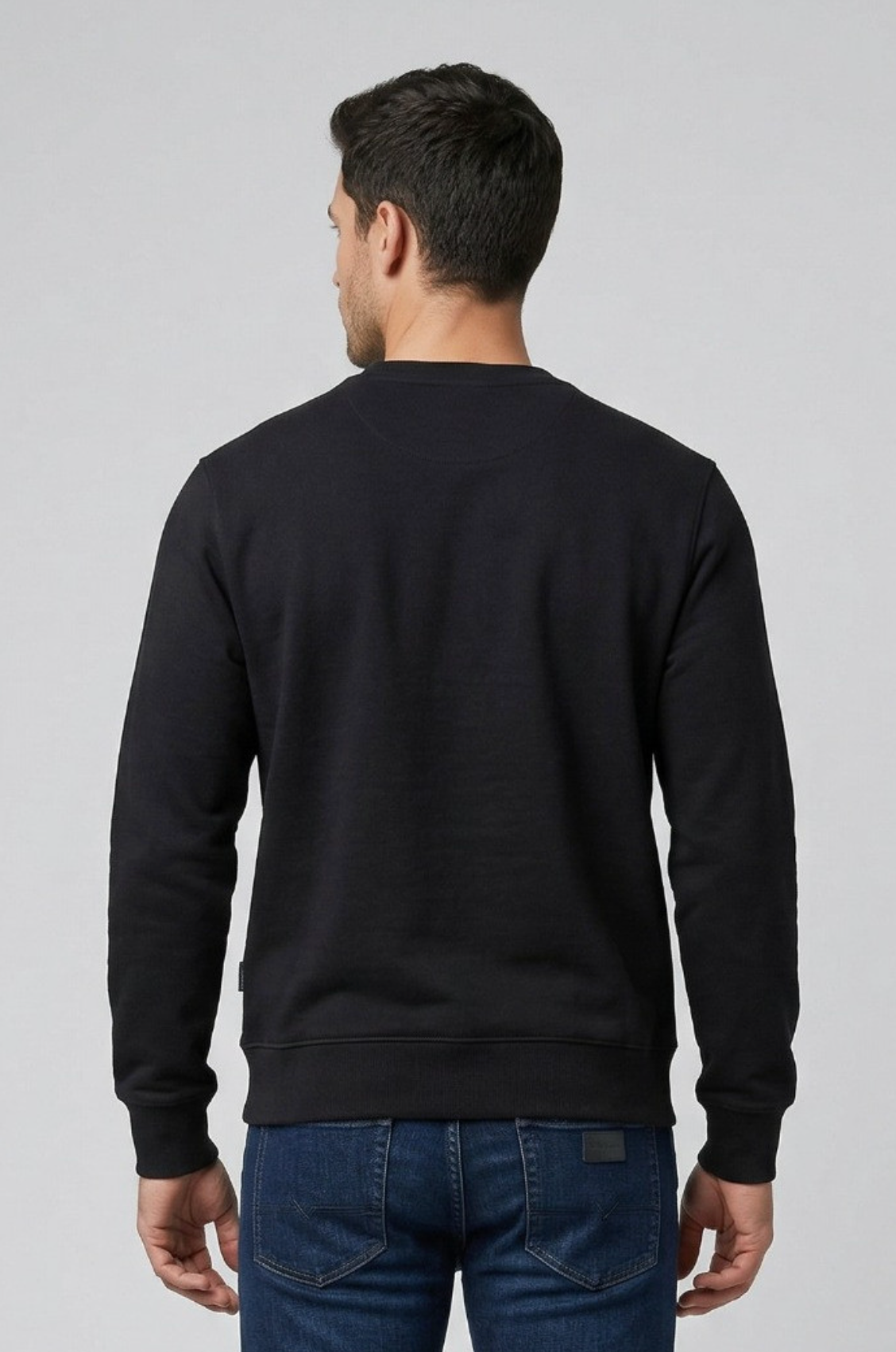 Felpa girocollo in cotone - Nero