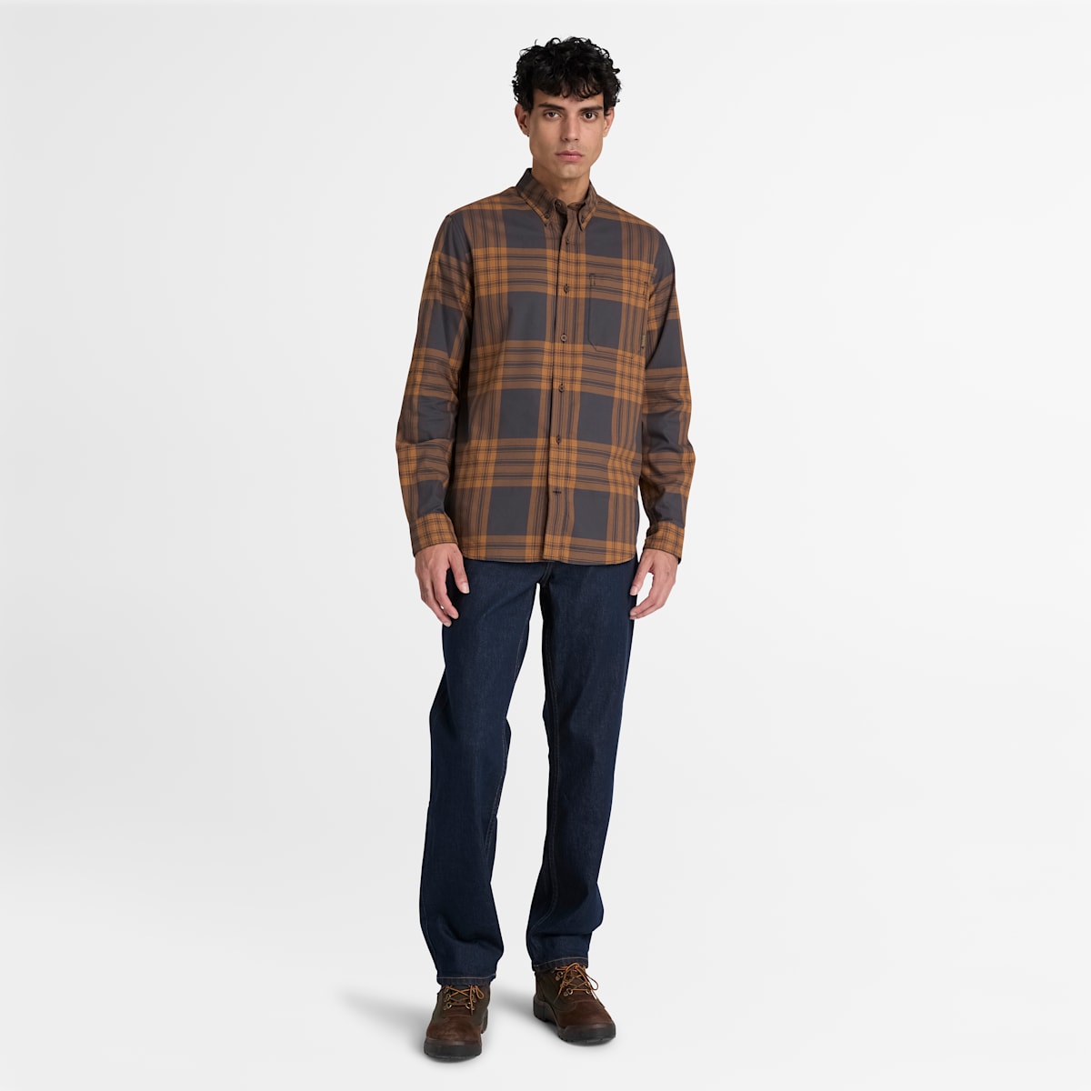 Camicia in Twill a Quadri - Vintage Black