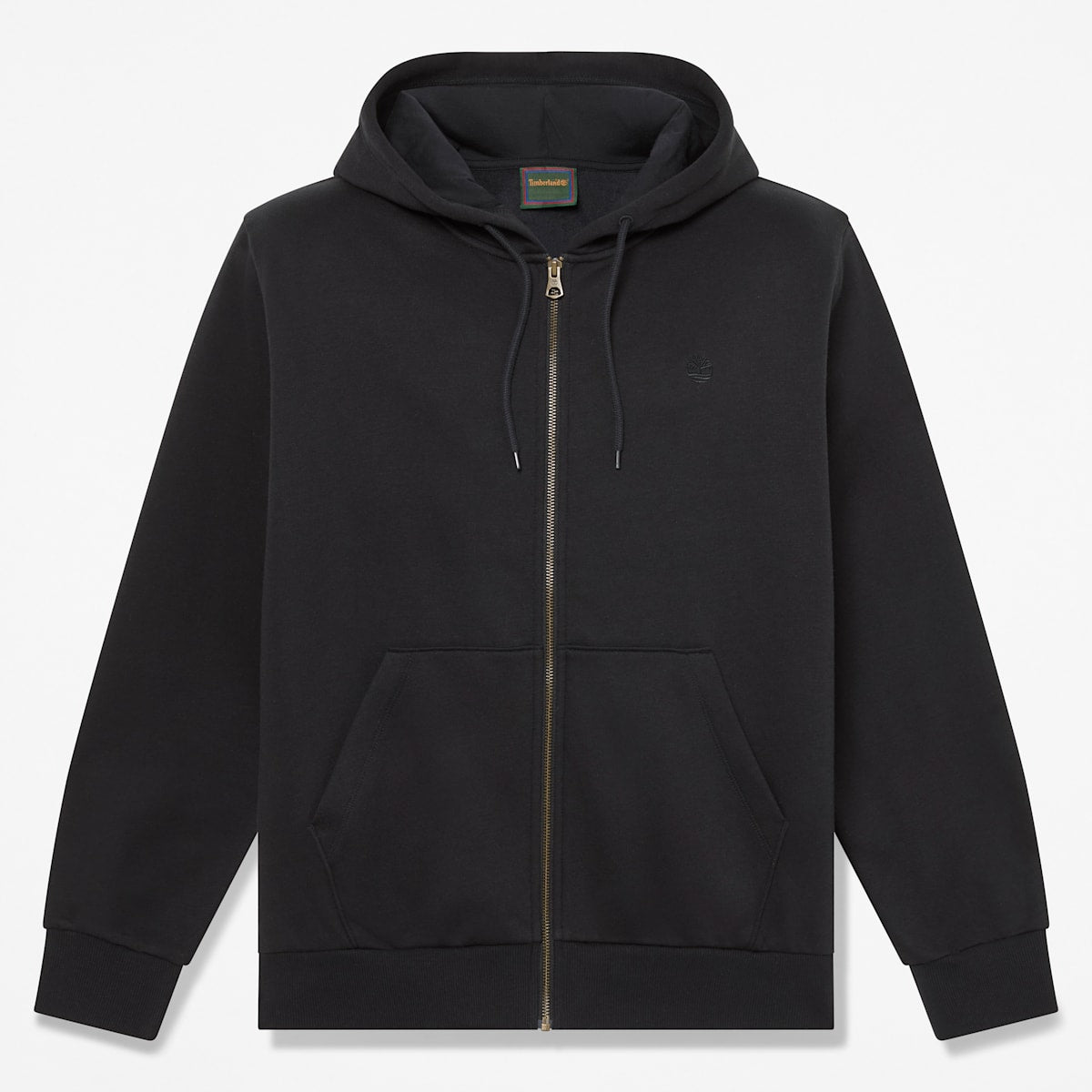 Felpa con Cappuccio Full Zip Logo al Petto - Black