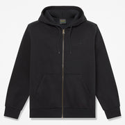 Felpa con Cappuccio Full Zip Logo al Petto - Black