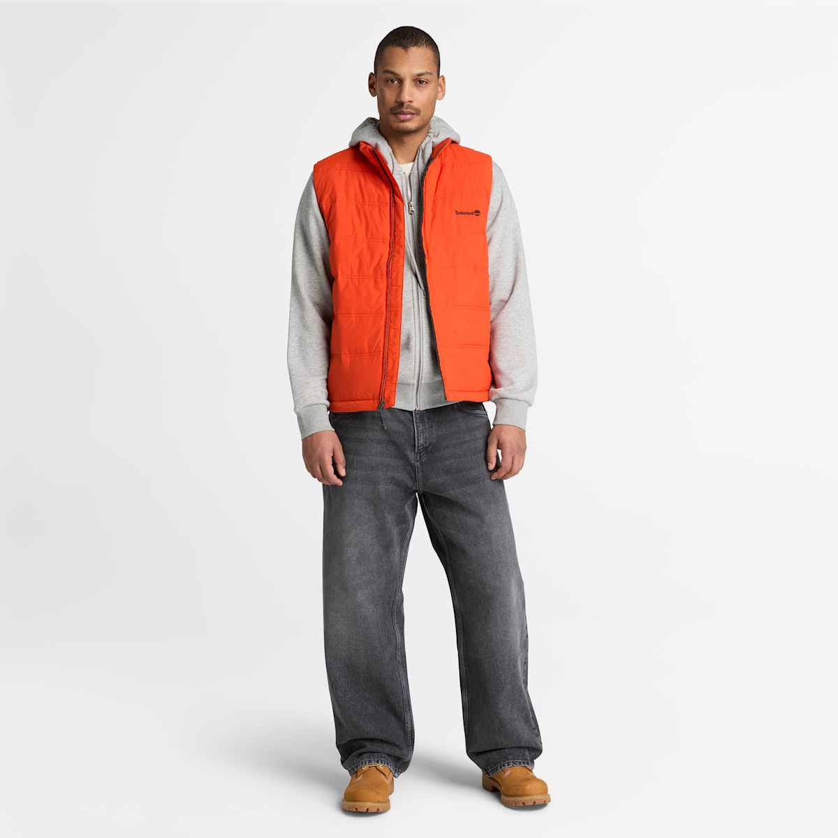 Felpa con Cappuccio Full Zip Logo al Petto - Medium Grey Heather