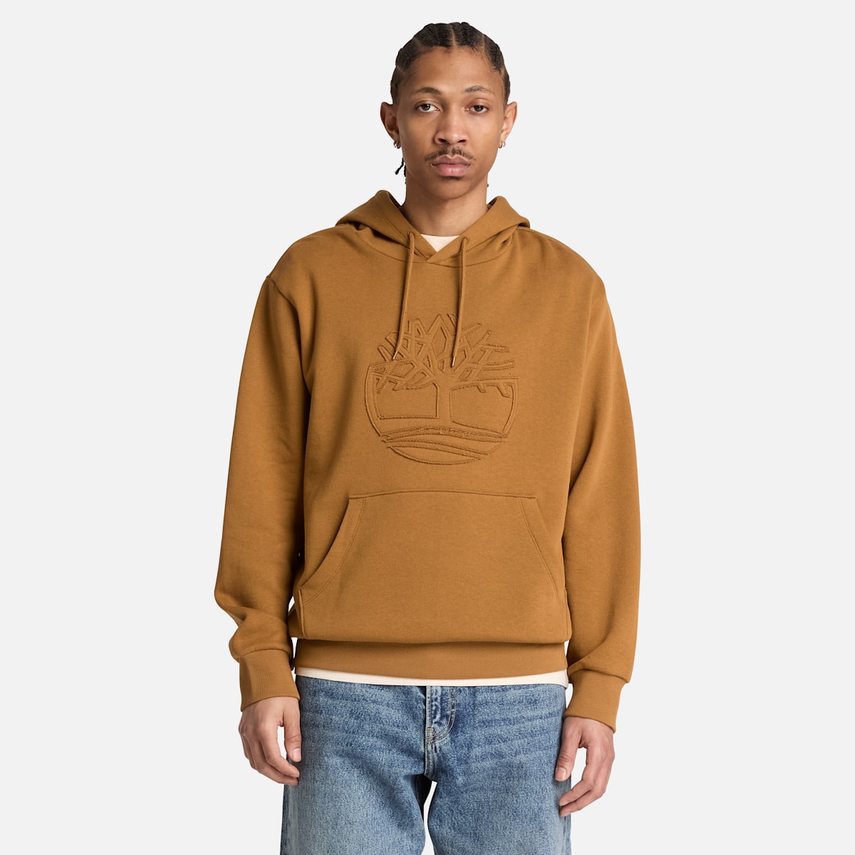 Felpa con Cappuccio Patch Logo Albero - Dark Wheat
