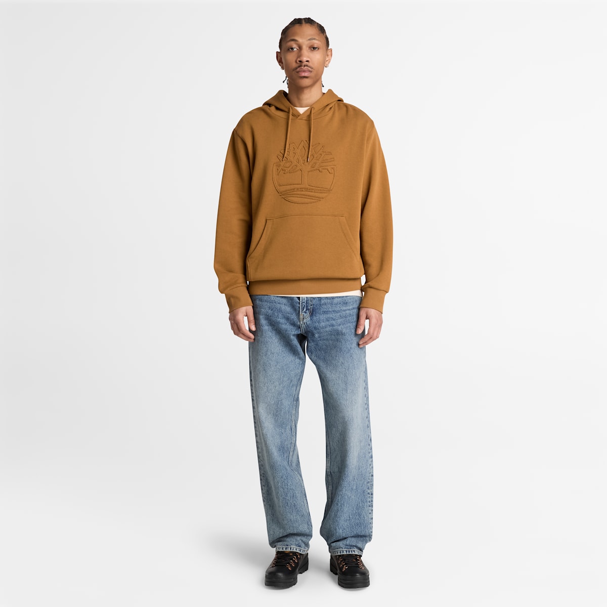 Felpa con Cappuccio Patch Logo Albero - Dark Wheat